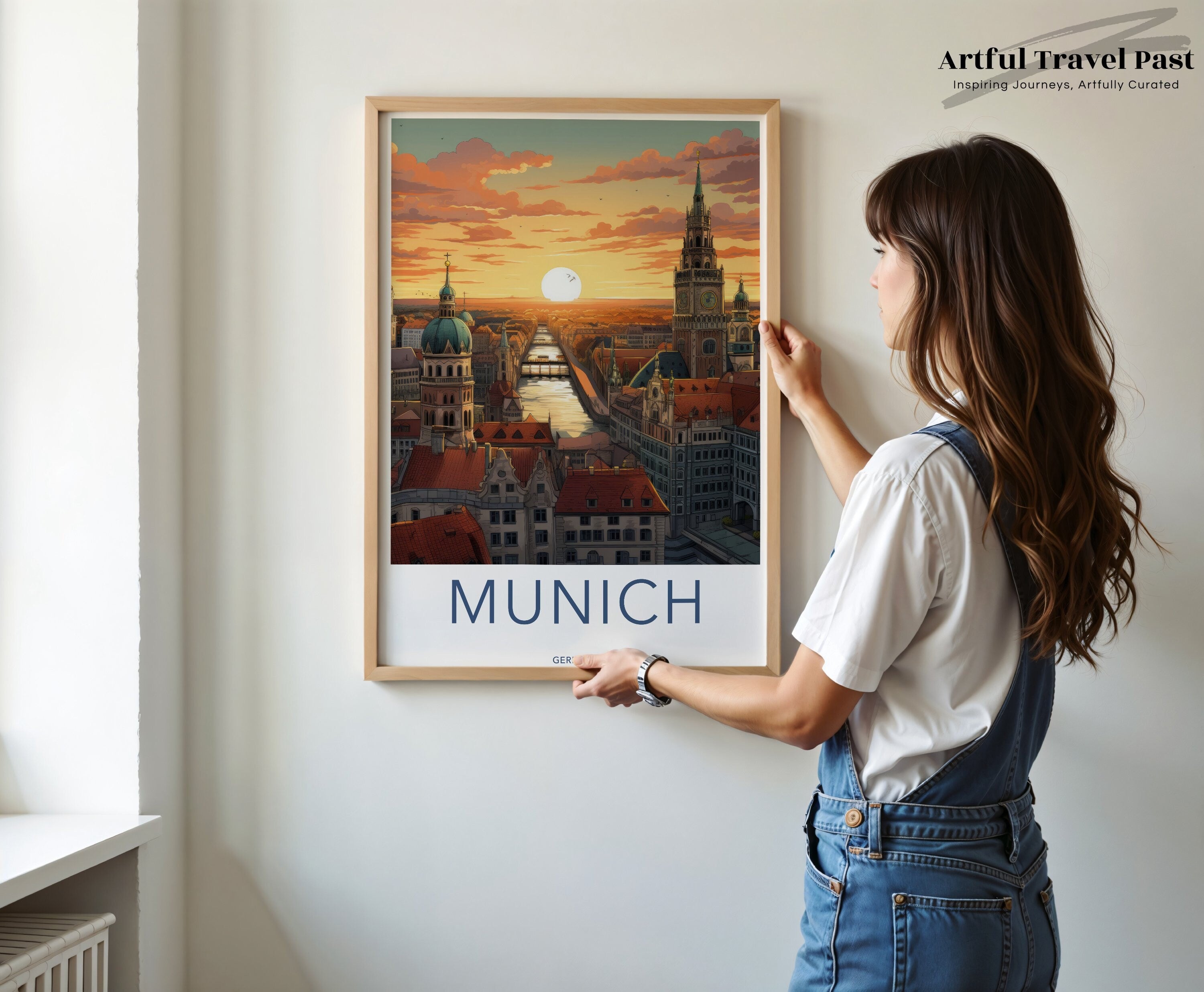 Munich Skyline Wall Art, Sunset View Wall Decor, Architectural Landmarks Print, Historical Cityscape Poster, Germany Travel Artwork