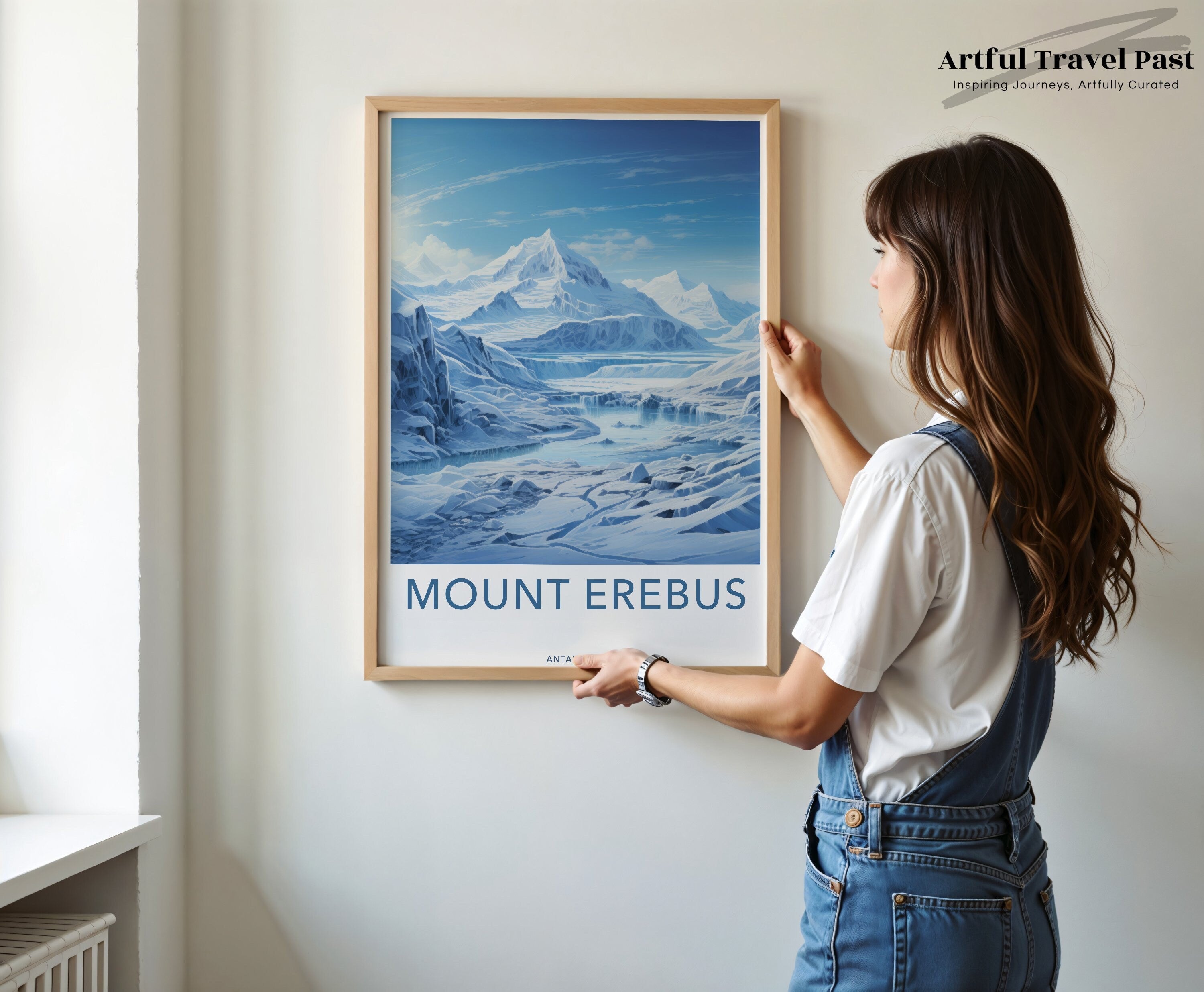 Mount Erebus Antarctica Wall Art, Icy Landscape Artwork, Antarctic Mountain Scene, Frozen Wilderness Poster Print, Nature Decor