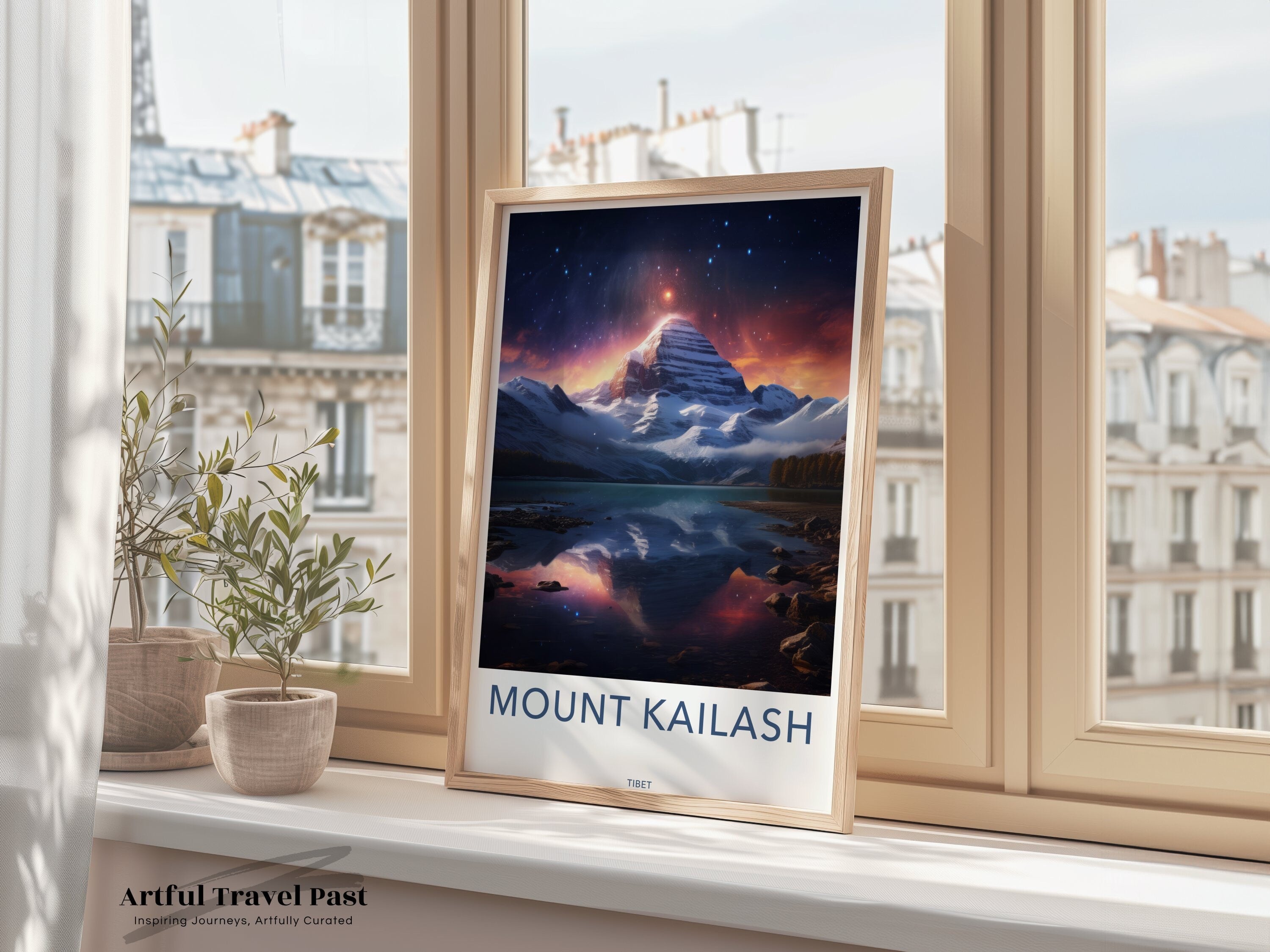 Mount Kailash Wall Art Print, Himalayan Mountain Landscape Poster, Sacred Tibetan Peak Decoration, Spiritual Home Decor