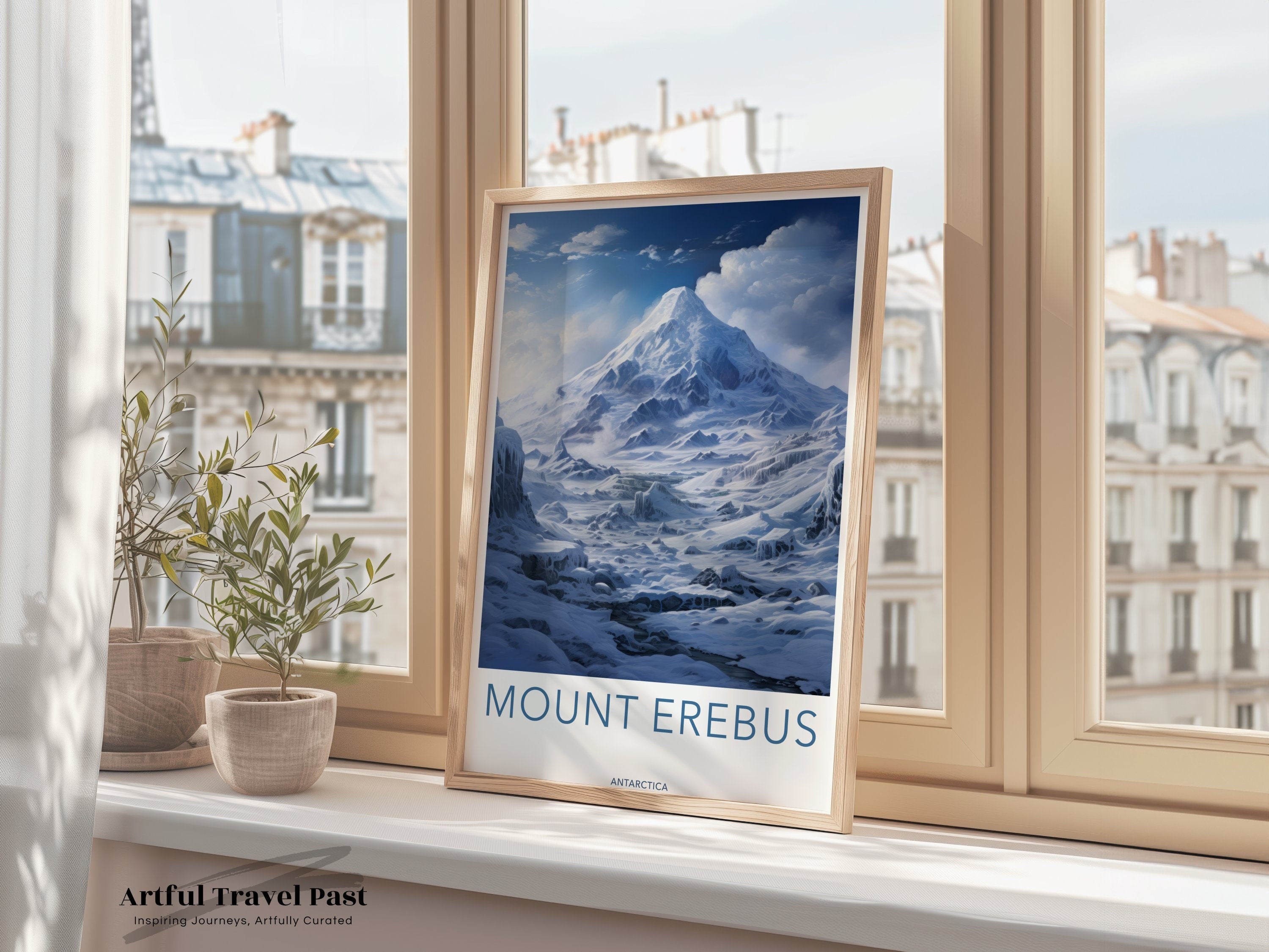 Mount Erebus Wall Art, Antarctica Landscape Poster, Natural Beauty Decor, Historical Landmark Print, Ice Mountain Artwork, Scenic View