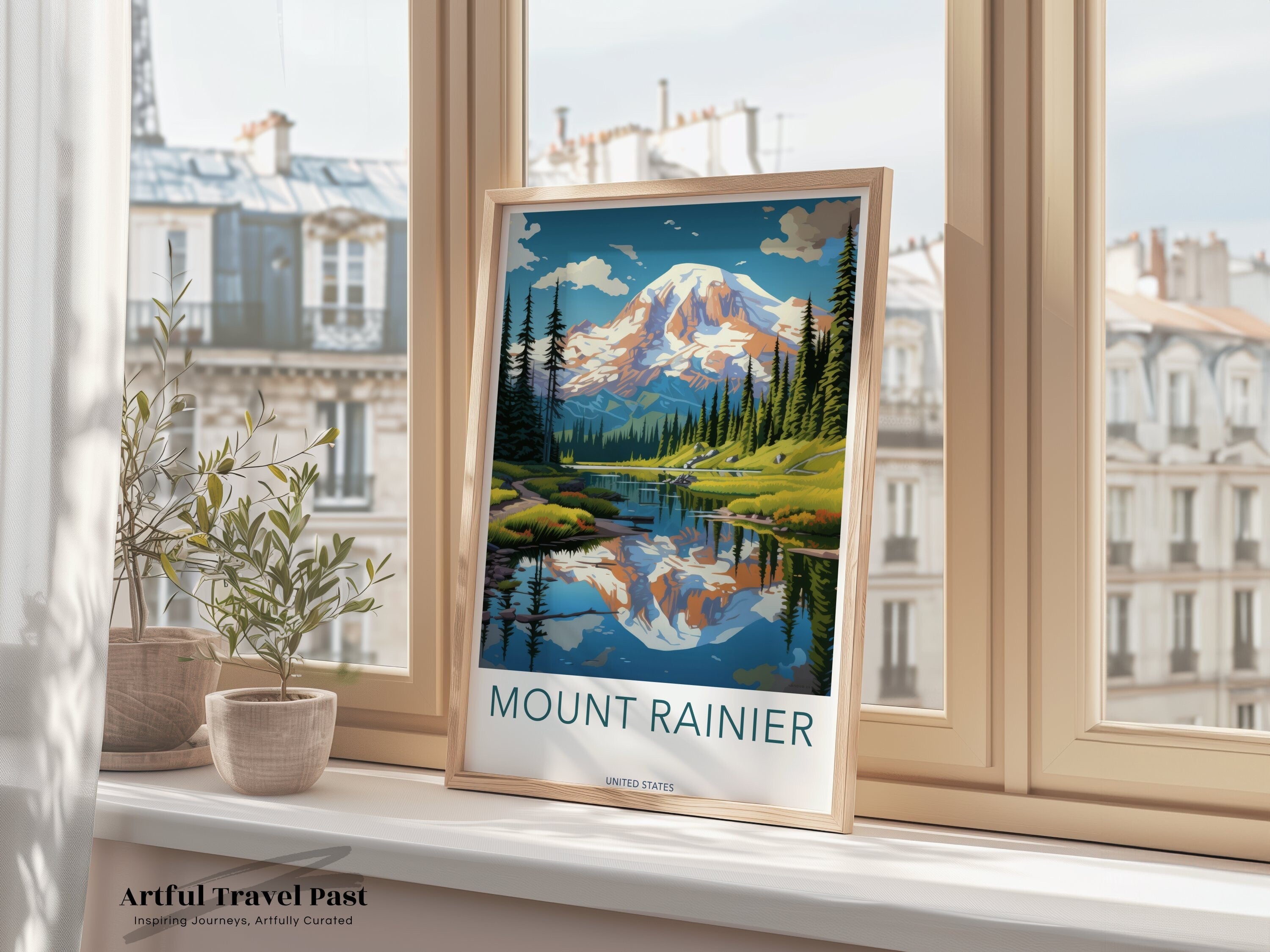 Mount Rainier Print, Nature Wall Art, Scenic Mountain Artwork, National Park Poster, Pacific Northwest Decor, Hiking Adventure Gift