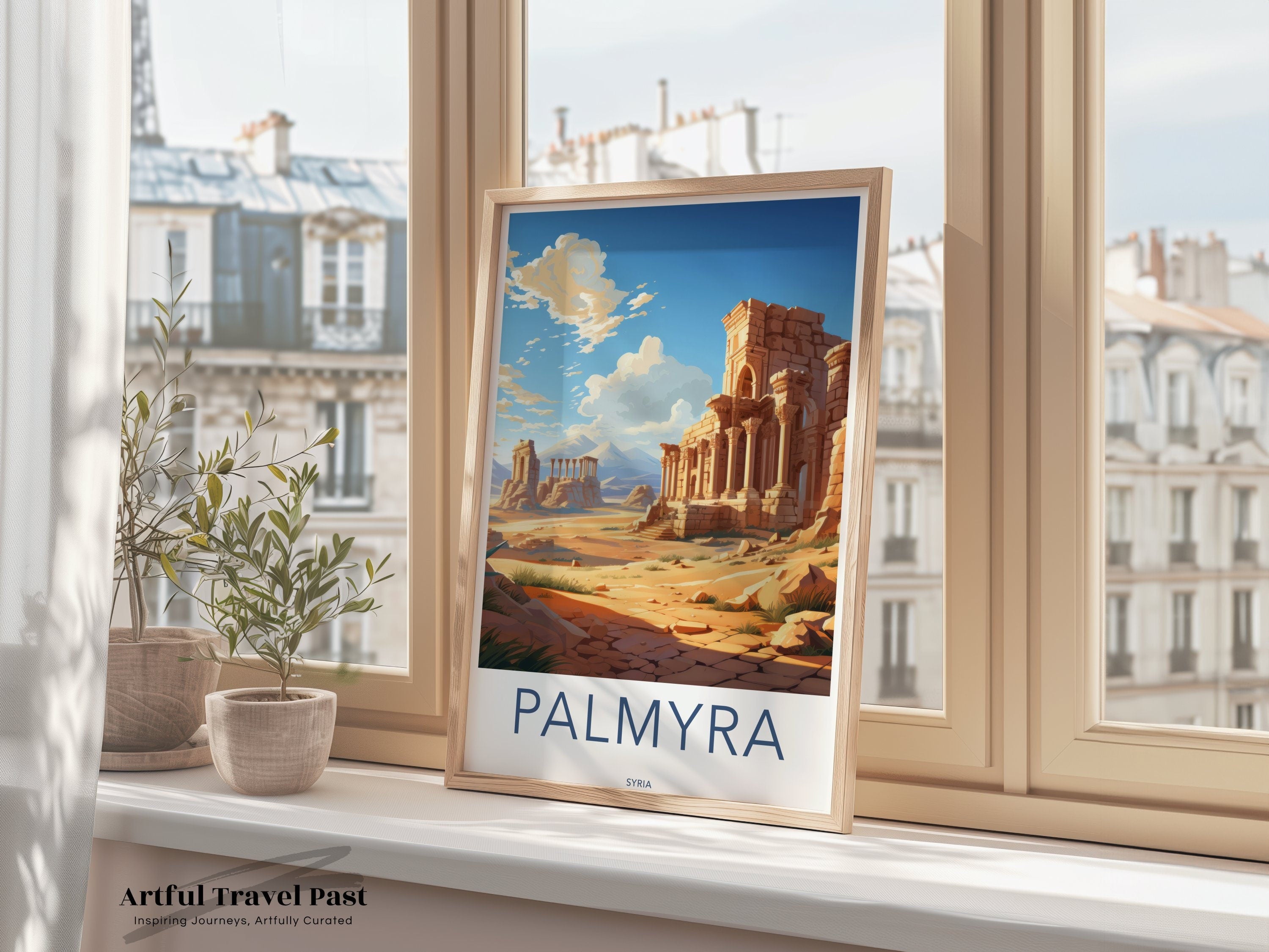 Palmyra Wall Art, Syria Travel Poster, Ancient Ruins Art, Historical Landmarks Print, Desert Landscape Decor, Architectural Wonders