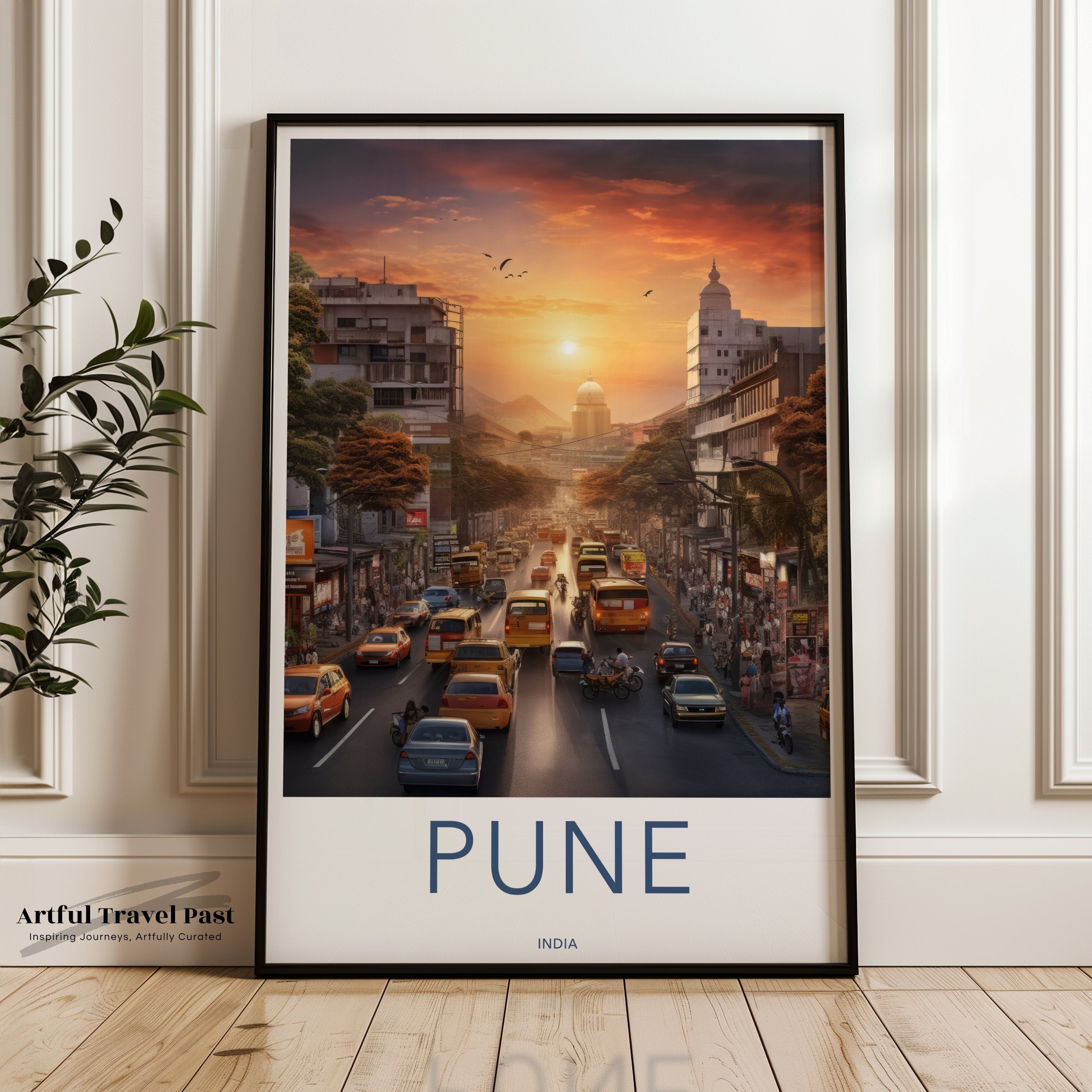 Pune India Sunset Cityscape Wall Art, Historical and Cultural Decor, Architectural Wonders, Vibrant Streets, Perfect Home Decoration