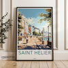 Saint Helier Wall Art, Jersey Travel Poster, Coastal Cityscape Print, Historic Seaside Town Illustration, Scenic Home Decor