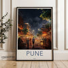 Pune Cityscape Wall Art, Urban Night Scene Print, Indian City Streets, Home Decor Poster, Modern City Night Lights, Cultural Landmark