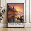 Varanasi River Ganga Wall Art, Sunset on River Ganges, Old Varanasi Landscape Print, Scenic India Travel Poster, Historical Cultural Decor