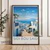 Sidi Bou Said Wall Art, Tunisian Coastal Town Print, Mediterranean Landscape Artwork, Cultural Landmark Decor, Scenic Wall Decor