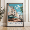 Saint Helier Cityscape Poster, Jersey Wall Art, Historic Streets Artwork, Seaside Town Print, Travel Poster, Vintage Urban Decor