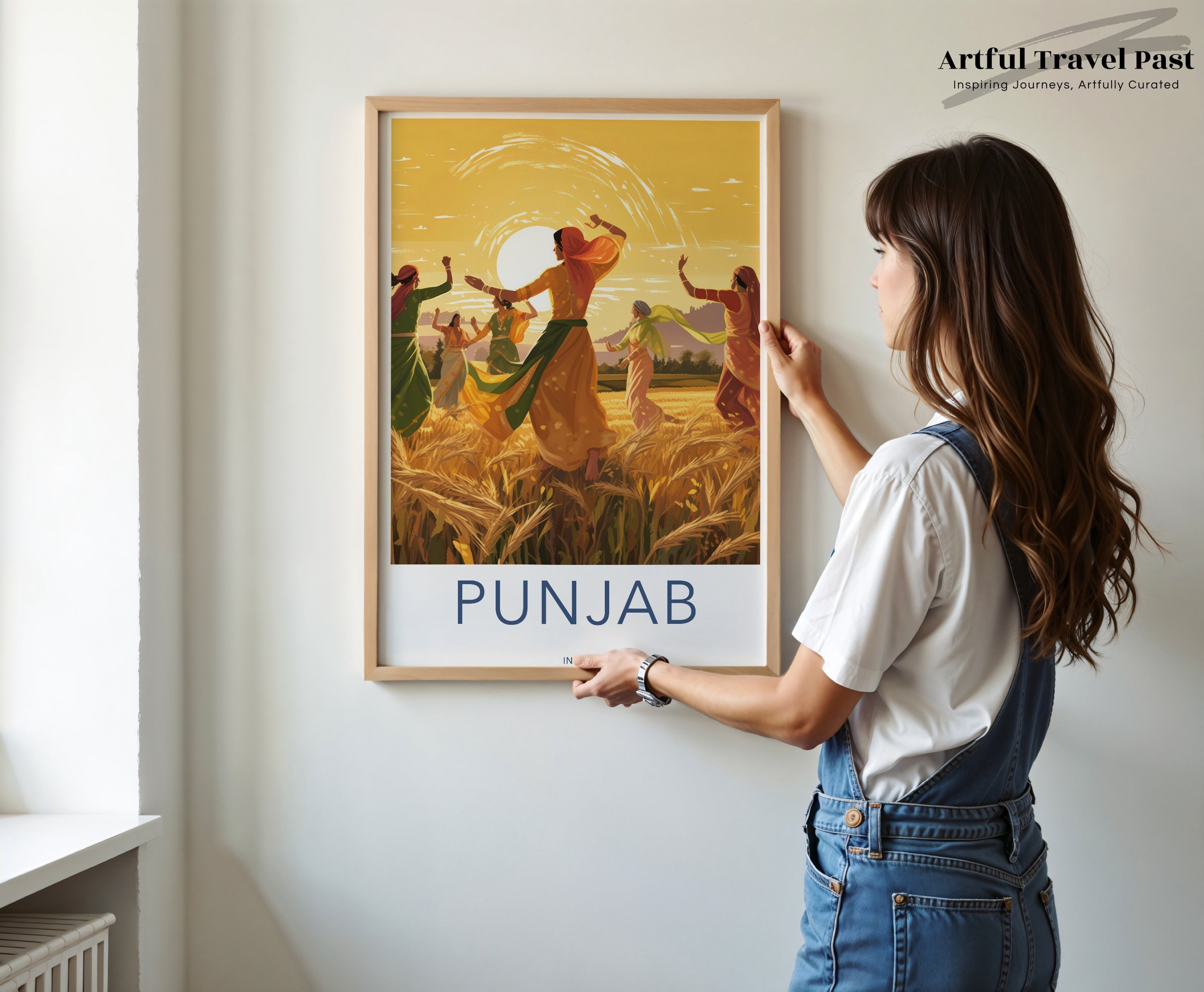 Punjab Inspirational Wall Art, Indian Cultural Decor, Traditional Dance Poster, Vibrant Sunset Print, Home or Office Decoration