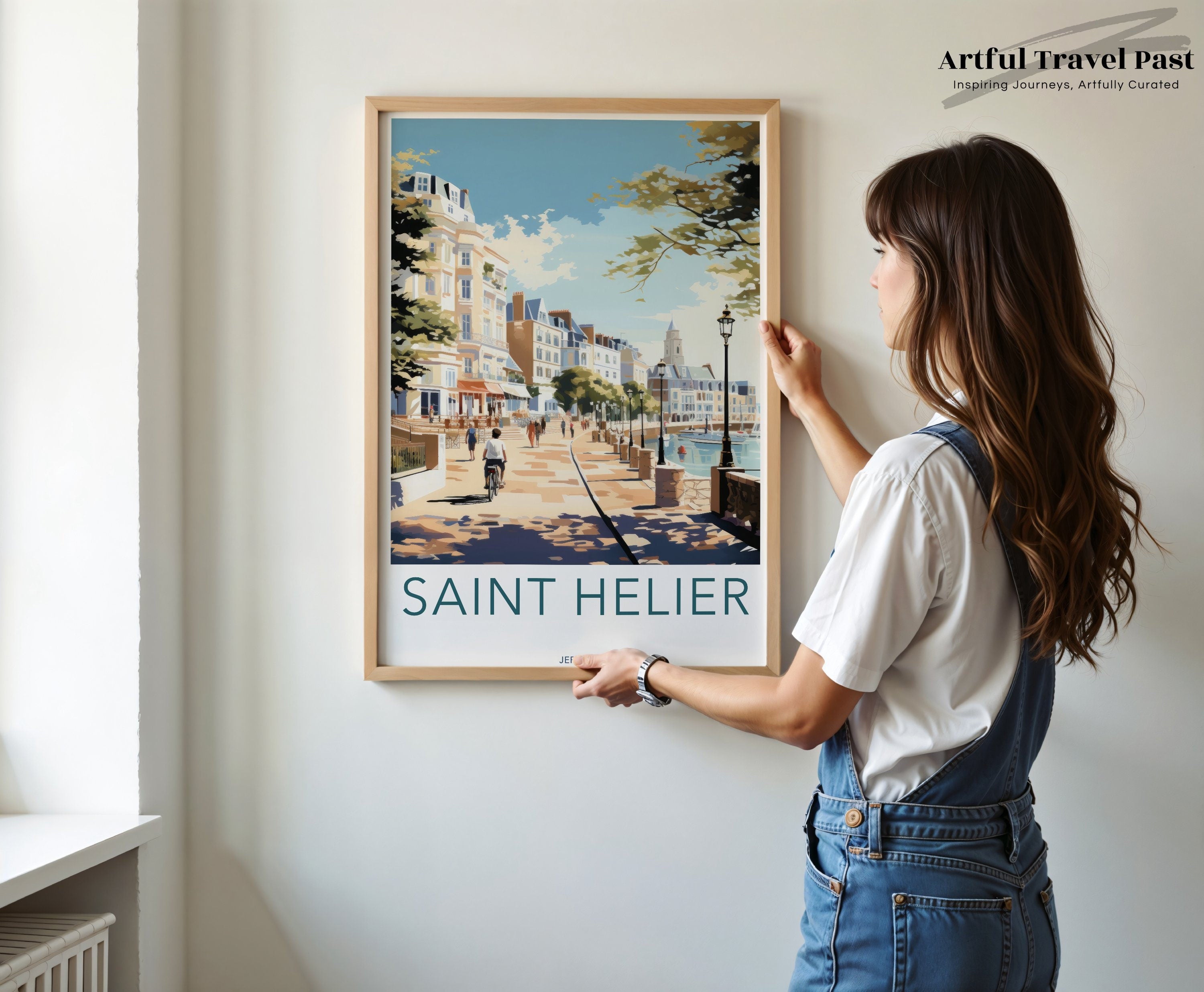 Saint Helier Wall Art, Jersey Travel Poster, Coastal Cityscape Print, Historic Seaside Town Illustration, Scenic Home Decor