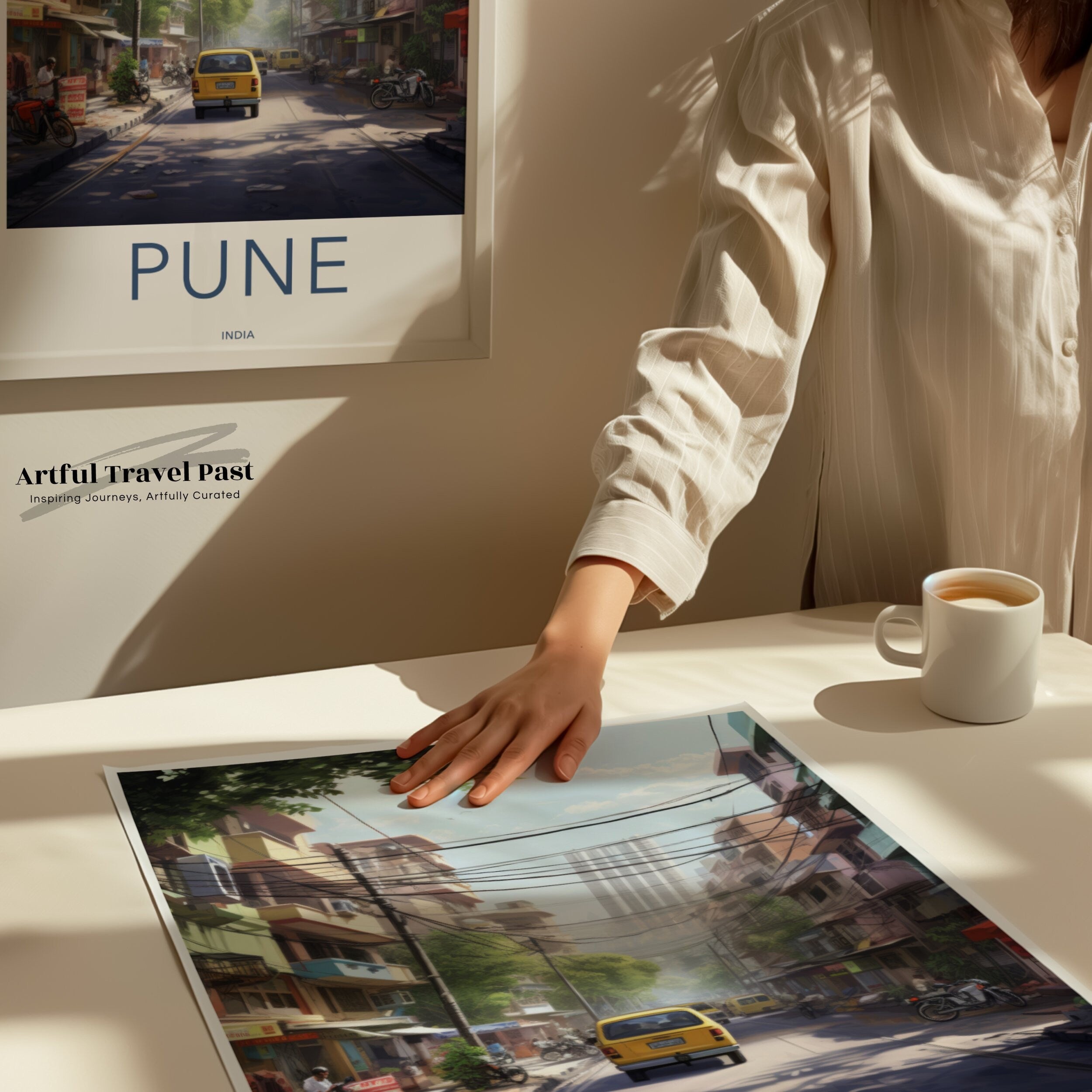 Pune City Street View Wall Art, India Urban Landscape Poster, Colorful Cityscape Print, Pune Decor, Indian City Art