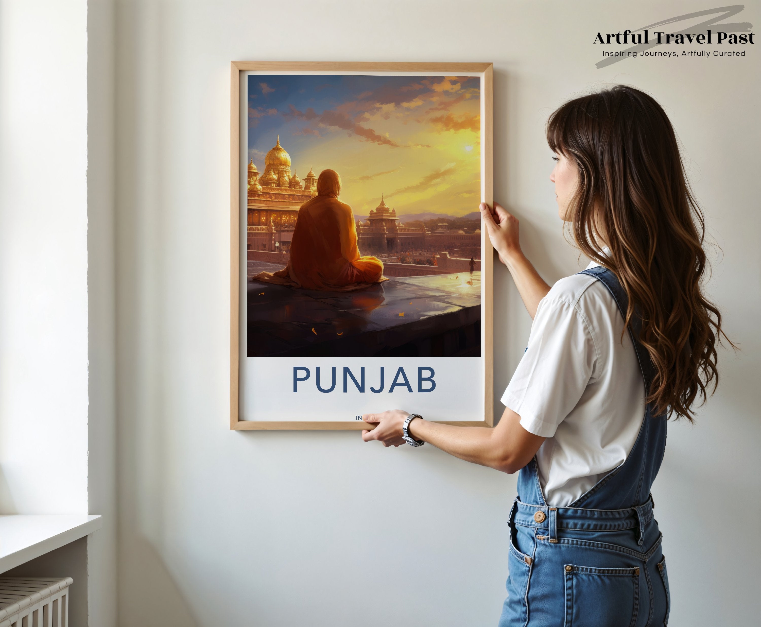 Golden Temple at Sunset Wall Art, Punjab India Print, Spiritual Landscape Artwork, Serene Meditation, Historical Architecture Decor