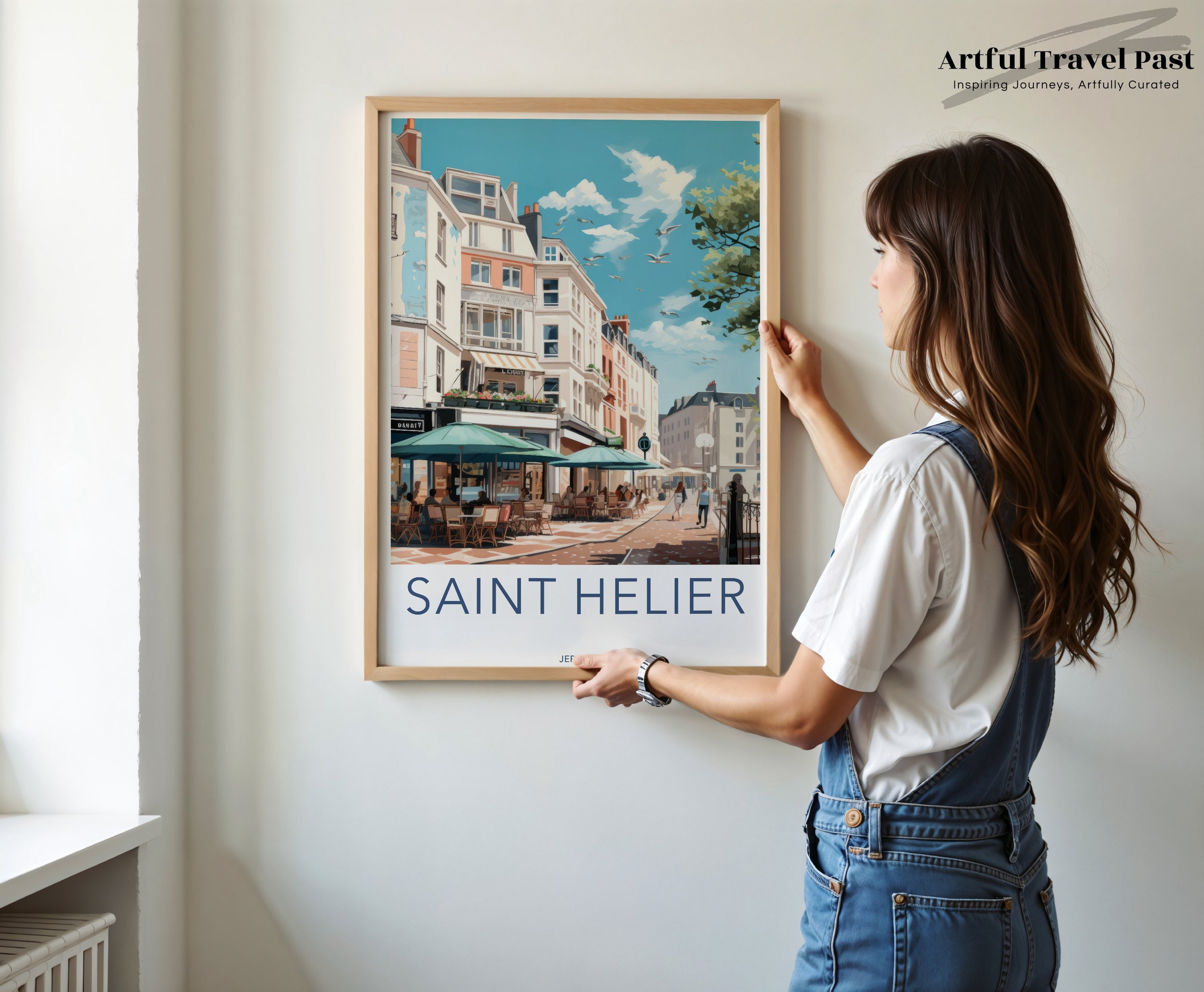 Saint Helier Cityscape Poster, Jersey Wall Art, Historic Streets Artwork, Seaside Town Print, Travel Poster, Vintage Urban Decor