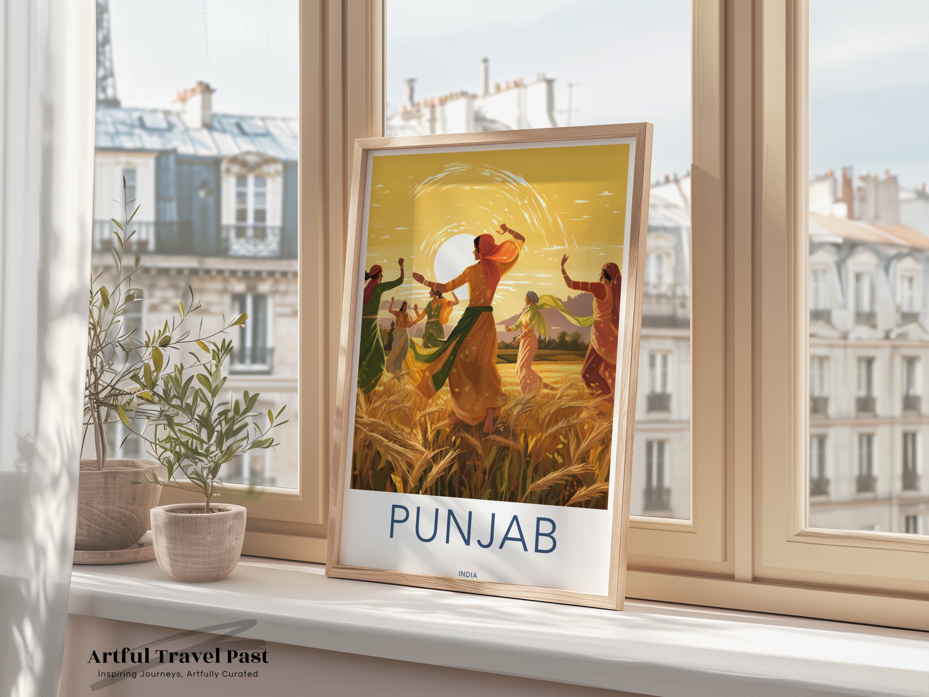 Punjab Inspirational Wall Art, Indian Cultural Decor, Traditional Dance Poster, Vibrant Sunset Print, Home or Office Decoration