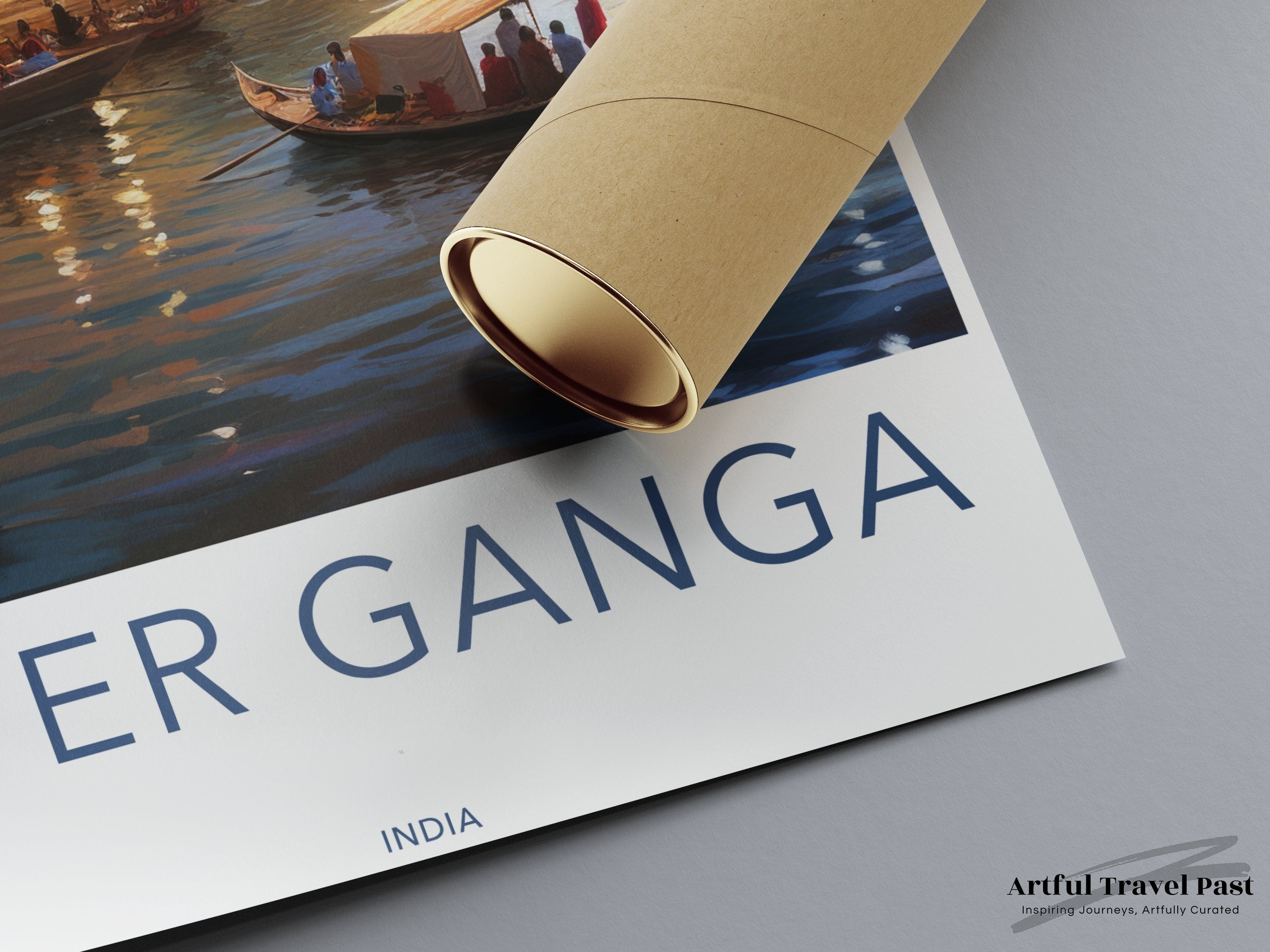 River Ganga Wall Art Print, Sunset View Over Ganges River, Indian Cultural Landmark, Historical Significance, Architectural Wonders