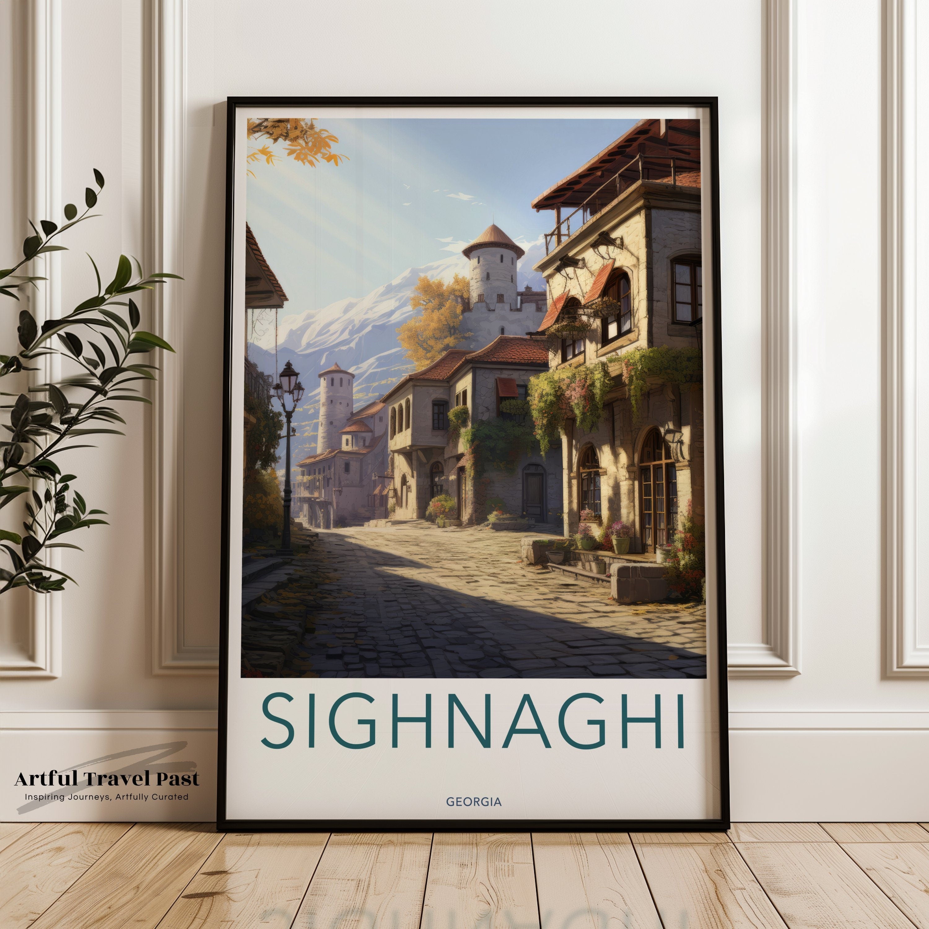 Sighnaghi Georgia Wall Art, Medieval Architecture Print, Historic Village Artwork, Scenic Landscape Poster, Georgian Cultural Landmarks