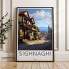 Sighnaghi Georgia Wall Art, Historic Town Artwork, Cultural Landmark Poster, European Village Decor, Cobbled Street Print