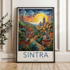 Sintra Portugal Wall Art, Sunset Landscape Painting, Historical Town Print, Vibrant Artistic Decor, Cultural Architecture Poster