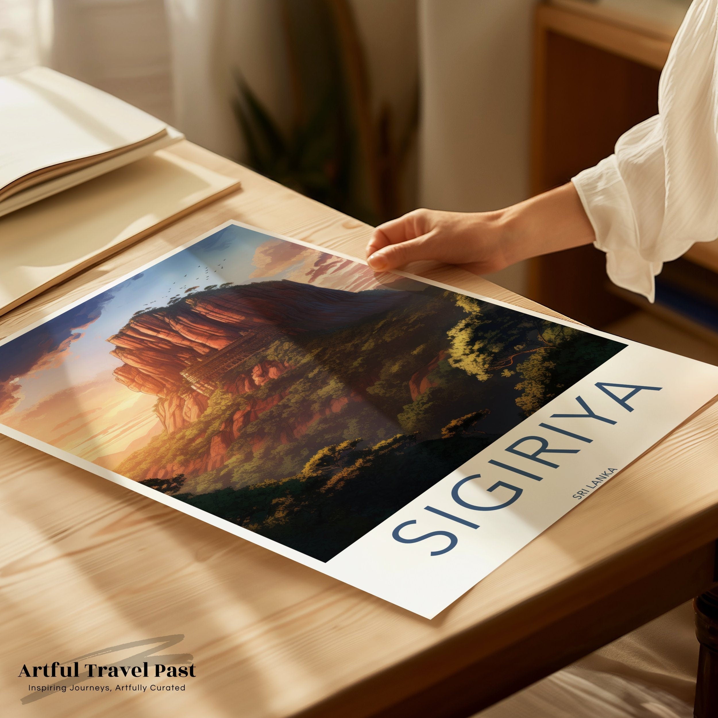 Sigiriya Fortress Wall Art, Sri Lanka Historical Landmark Print, Ancient Rock Fortress Artwork, Cultural Heritage Poster