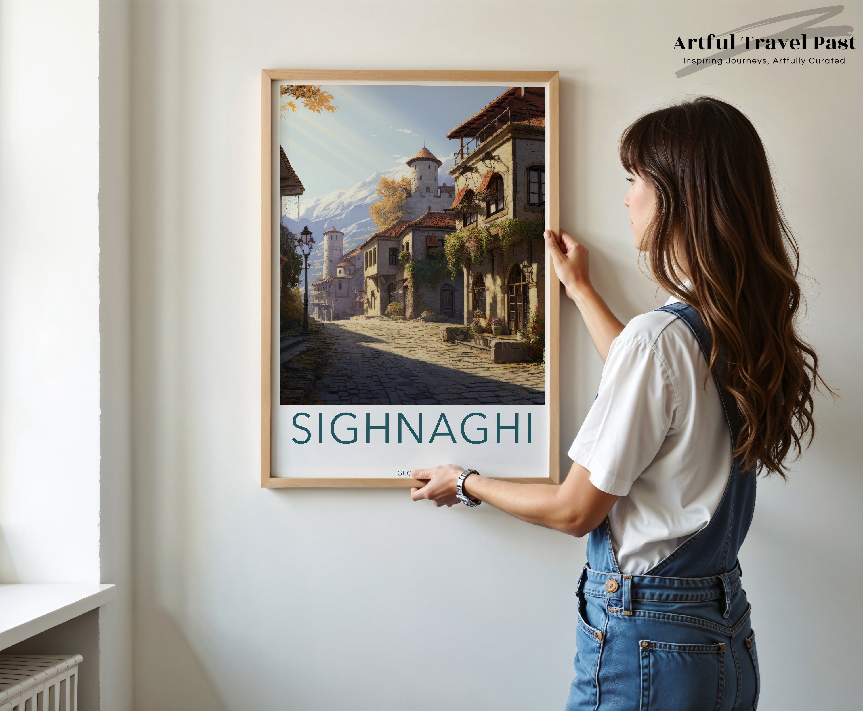 Sighnaghi Georgia Wall Art, Medieval Architecture Print, Historic Village Artwork, Scenic Landscape Poster, Georgian Cultural Landmarks