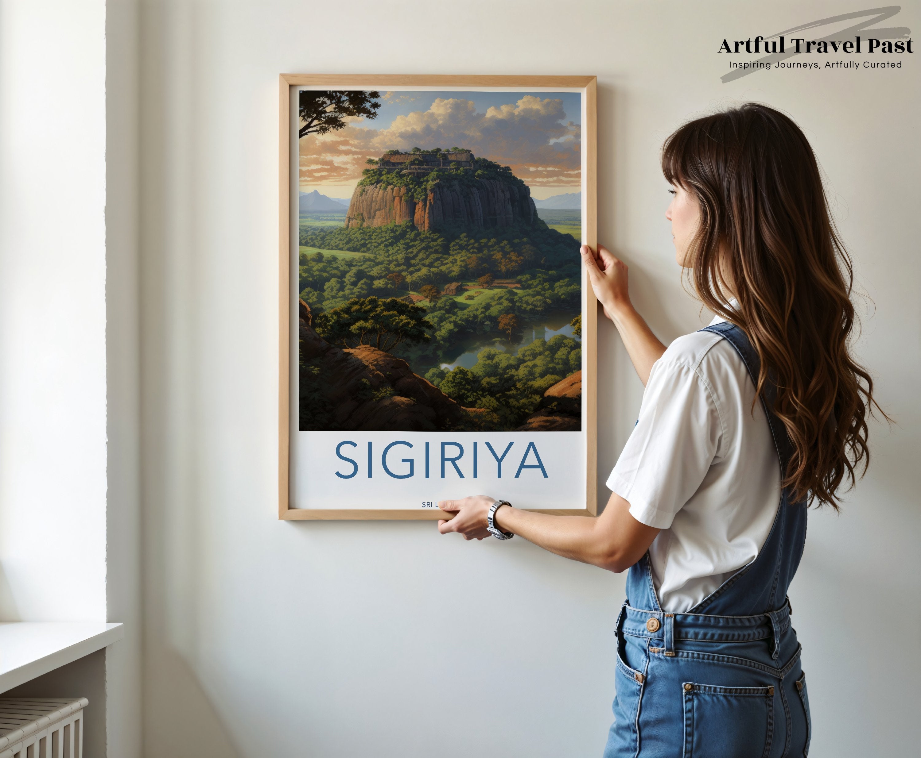 Sigiriya Rock Fortress Wall Art, Sri Lanka Scenic Poster, Ancient City Decor, Historic Landscape Artwork, Vintage Travel Print