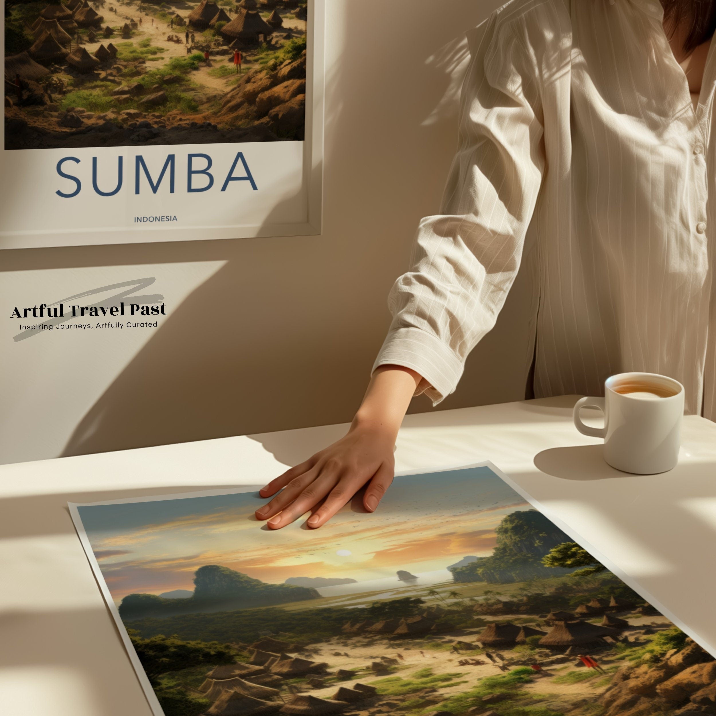 Sumba Indonesia Wall Art, Sunset Over Sumba Village, Scenic Indonesian Landscape, Cultural Heritage Print, Nature Inspired Decor