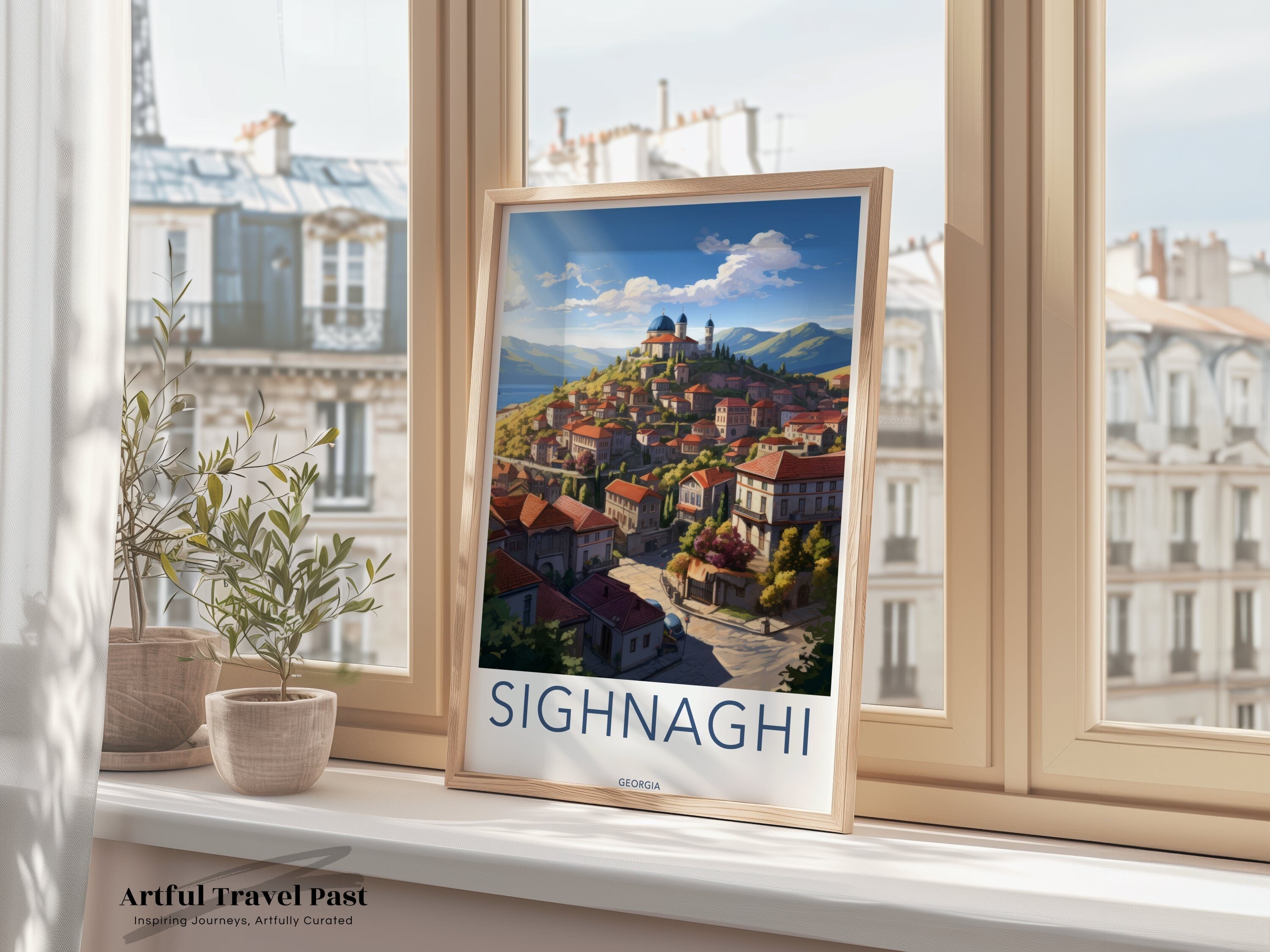 Sighnaghi Georgia Wall Art, Historic Georgian Town Print, Sighnaghi Landscape Poster, Scenic Wall Decor, Travel Souvenir Art