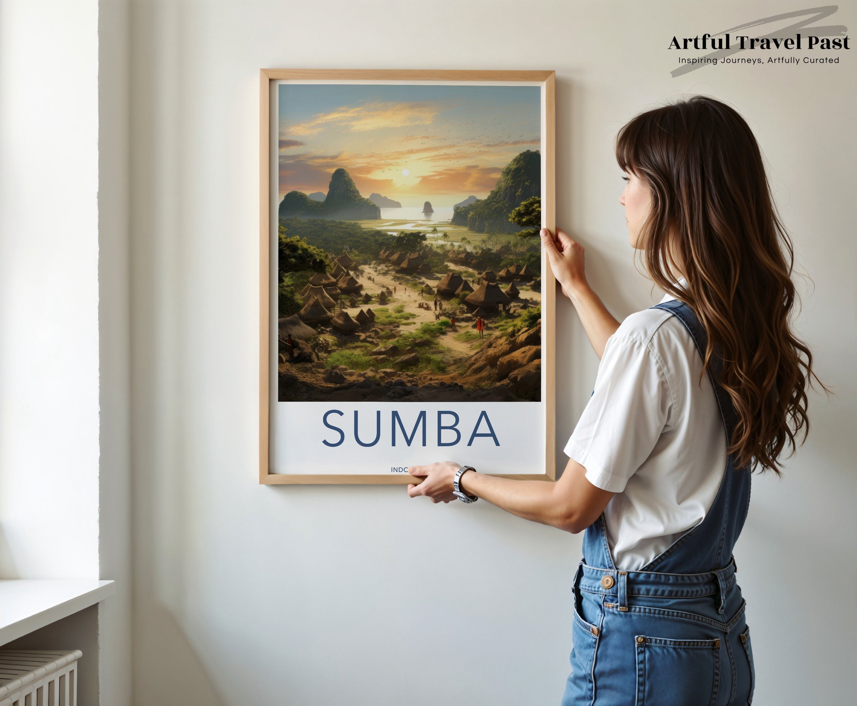 Sumba Indonesia Wall Art, Sunset Over Sumba Village, Scenic Indonesian Landscape, Cultural Heritage Print, Nature Inspired Decor