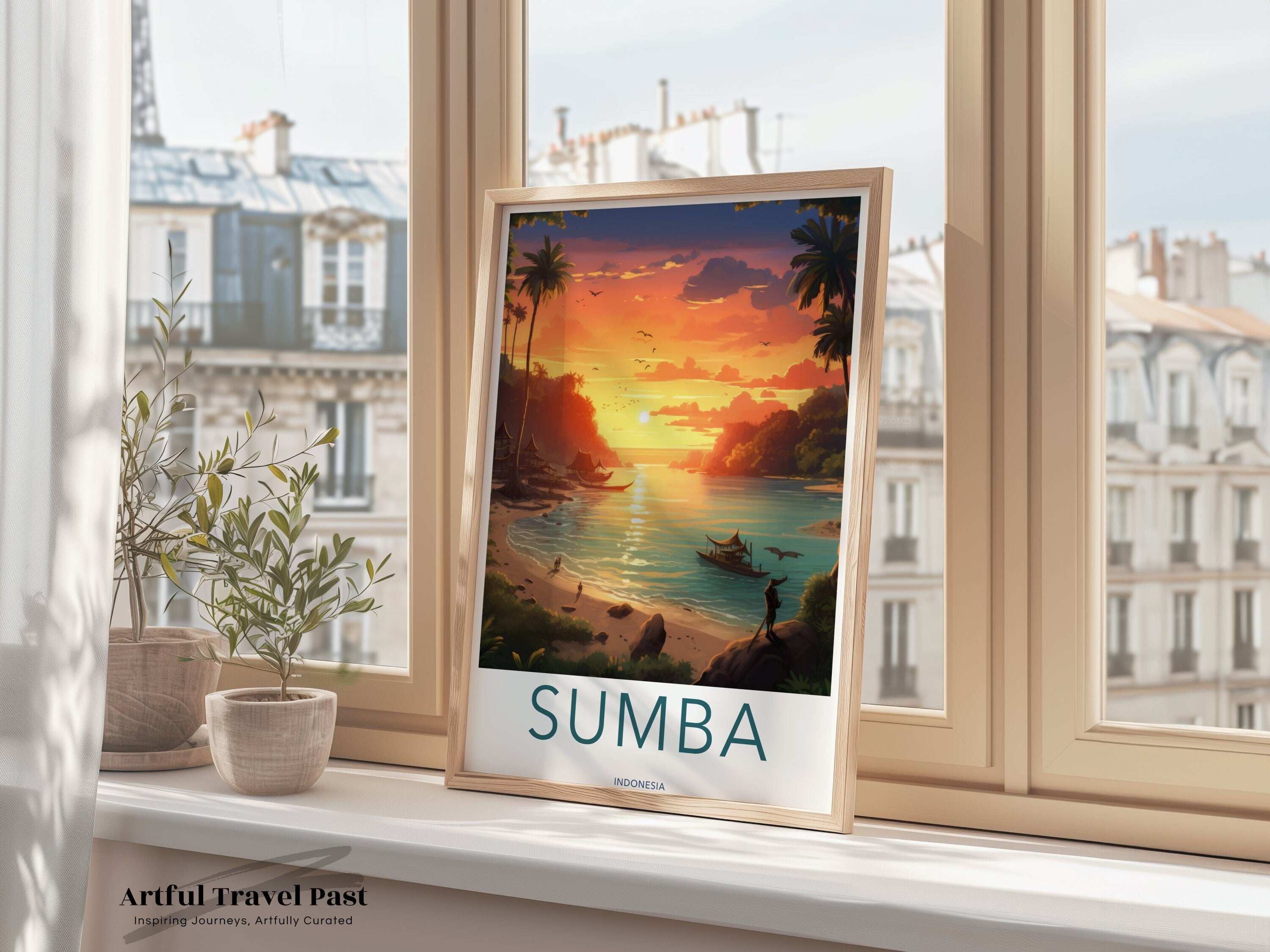 Sumba Indonesia Wall Art, Sunset Beach Scene, Tropical Landscape Print, Island Decor, Beautiful Seascape Art, Nature View, Travel Poster