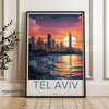 Tel Aviv Sunset Skyline Wall Art, Coastal Cityscape Print, Modern City Sunset Poster, Urban Landscape Artwork for Home Decor