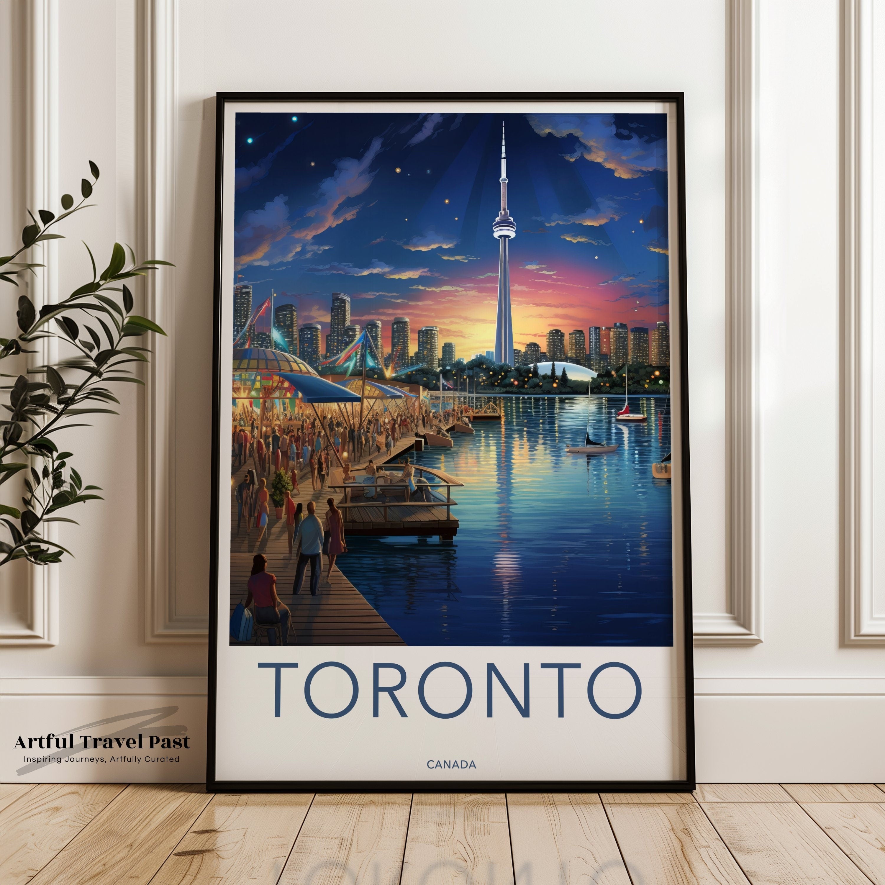 Toronto Cityscape Wall Art, CN Tower at Dusk, Toronto Skyline Print, Waterfront Poster, City Night Lights, Urban Landscape Artwork