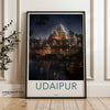 Udaipur Wall Art Print, India Night Scenery, Historical Architectural Wonders, Home Décor, Cultural Landmarks, Indian Heritage