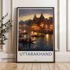 Uttarakhand Travel Poster, India Wall Art, Scenic Artwork, Historical Landmarks Print, Cultural Decor, Tourist Destination Art