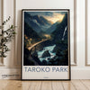 Taroko Park Wall Art Print, Scenic Landscape Artwork, Taiwan Mountain River Illustration, Home Decor, Travel Inspired Decor