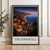 Valparaiso Wall Art, Chilean Coastal City Print, Scenic Night View Decor, Vibrant City Lights, Coastal Landscape Artwork