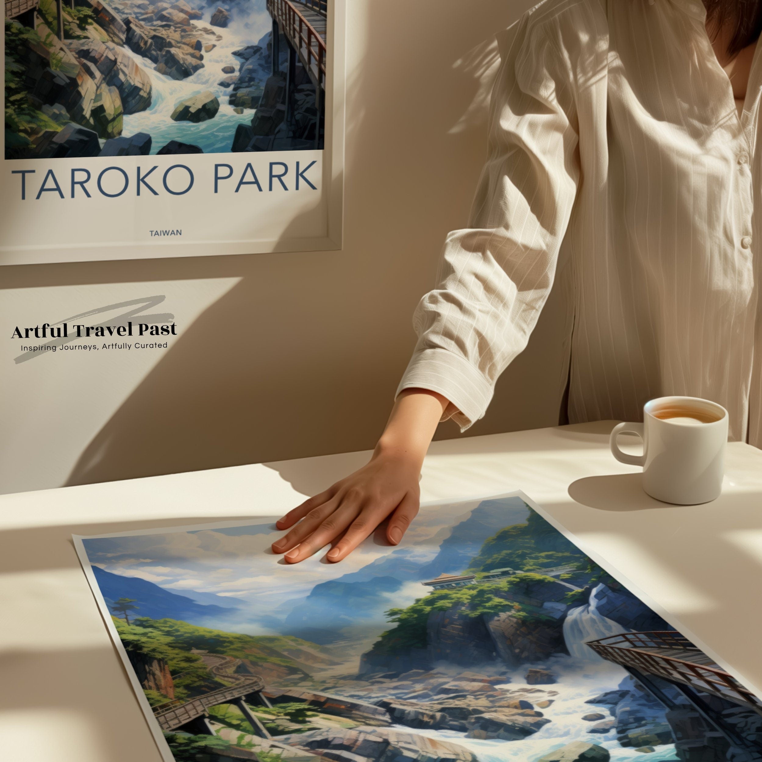 Taroko Park Wall Art, Taiwan Scenic Print, Nature Landscape Decor, Architectural Wonders Poster, Cultural Landmark Artwork