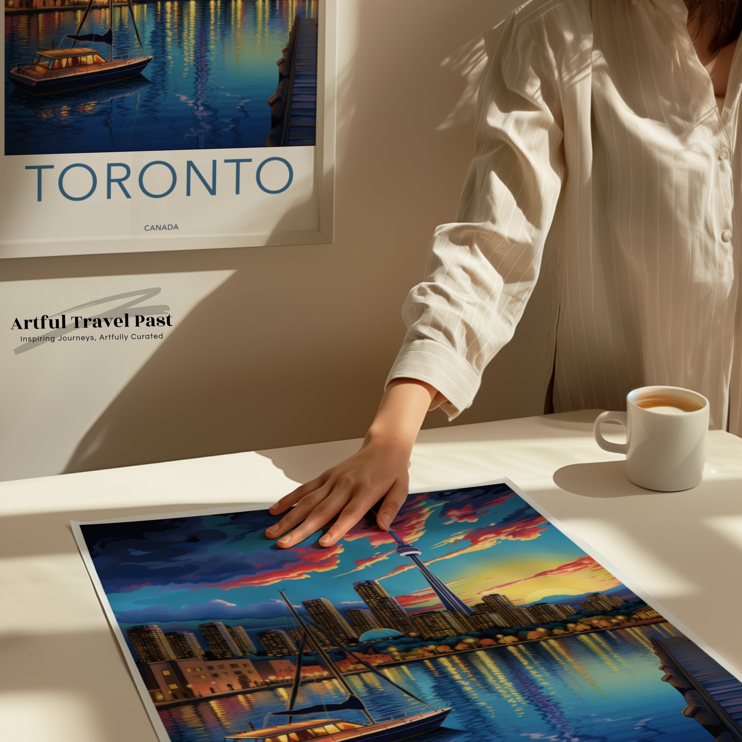 Toronto Wall Art, Skyline Sunset Print, Canada Cityscape, Toronto Waterfront Artwork, CN Tower Illustration, Modern Home Decor