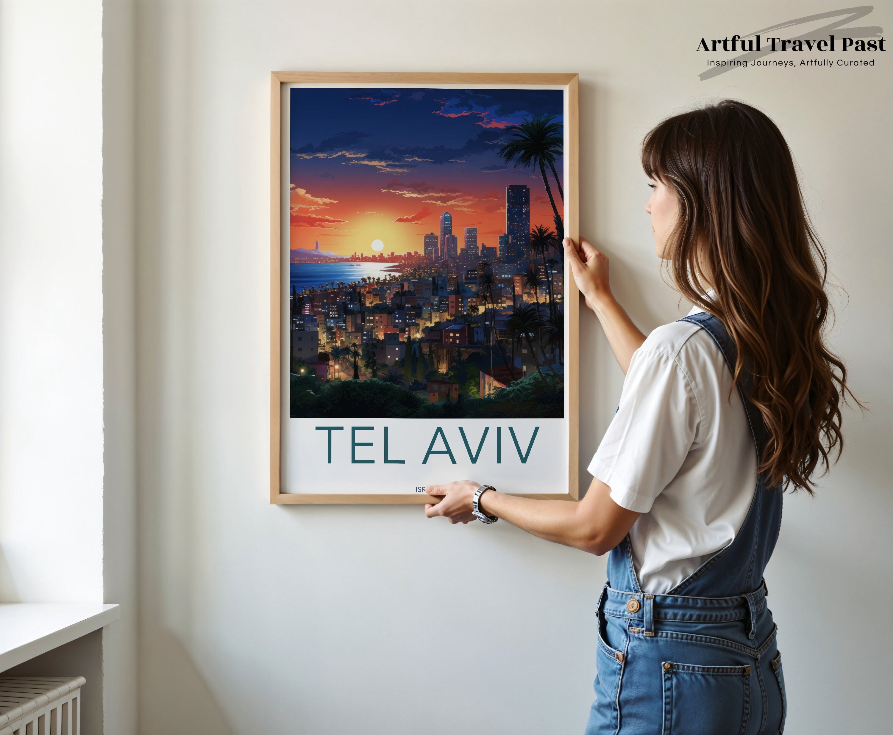 Tel Aviv Wall Art, Sunset Cityscape Print, Tel Aviv Poster, Israel Travel Artwork, Urban Landscape Décor, City Night View