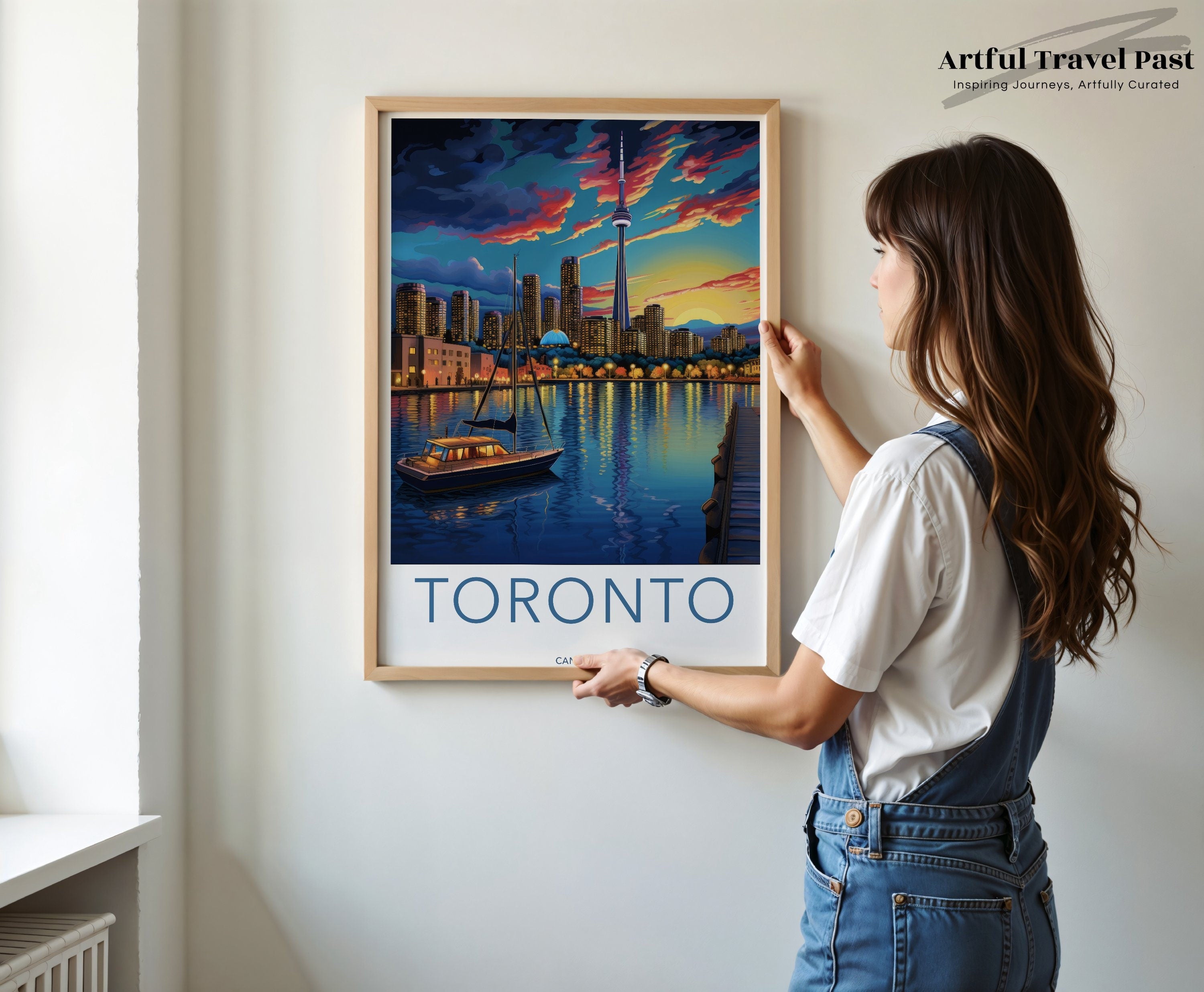 Toronto Wall Art, Skyline Sunset Print, Canada Cityscape, Toronto Waterfront Artwork, CN Tower Illustration, Modern Home Decor