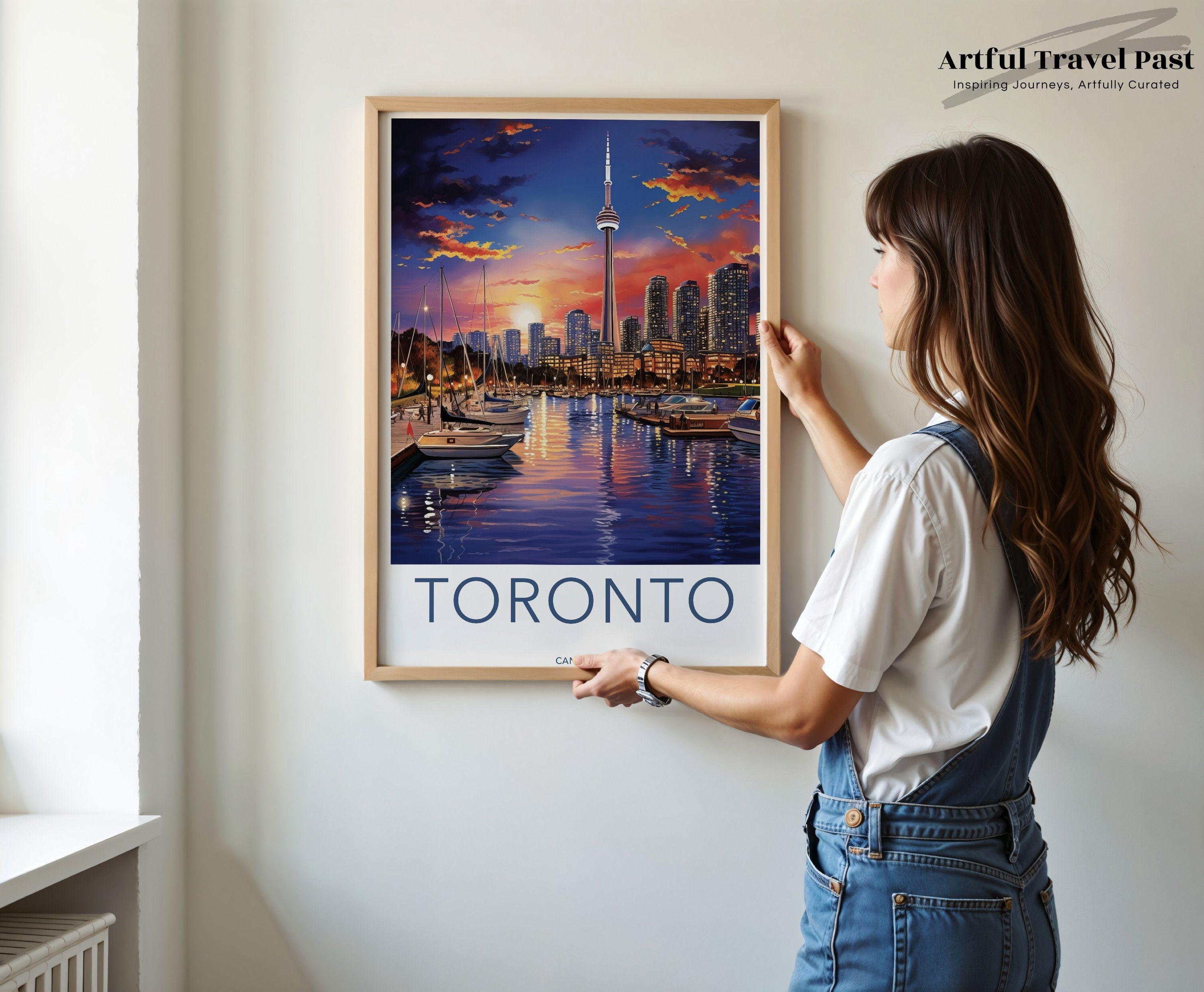 Toronto Skyline Wall Art, CN Tower Print, Sunset Waterfront Poster, Cityscape Artwork, Modern Home Decor, Urban Landscape Painting