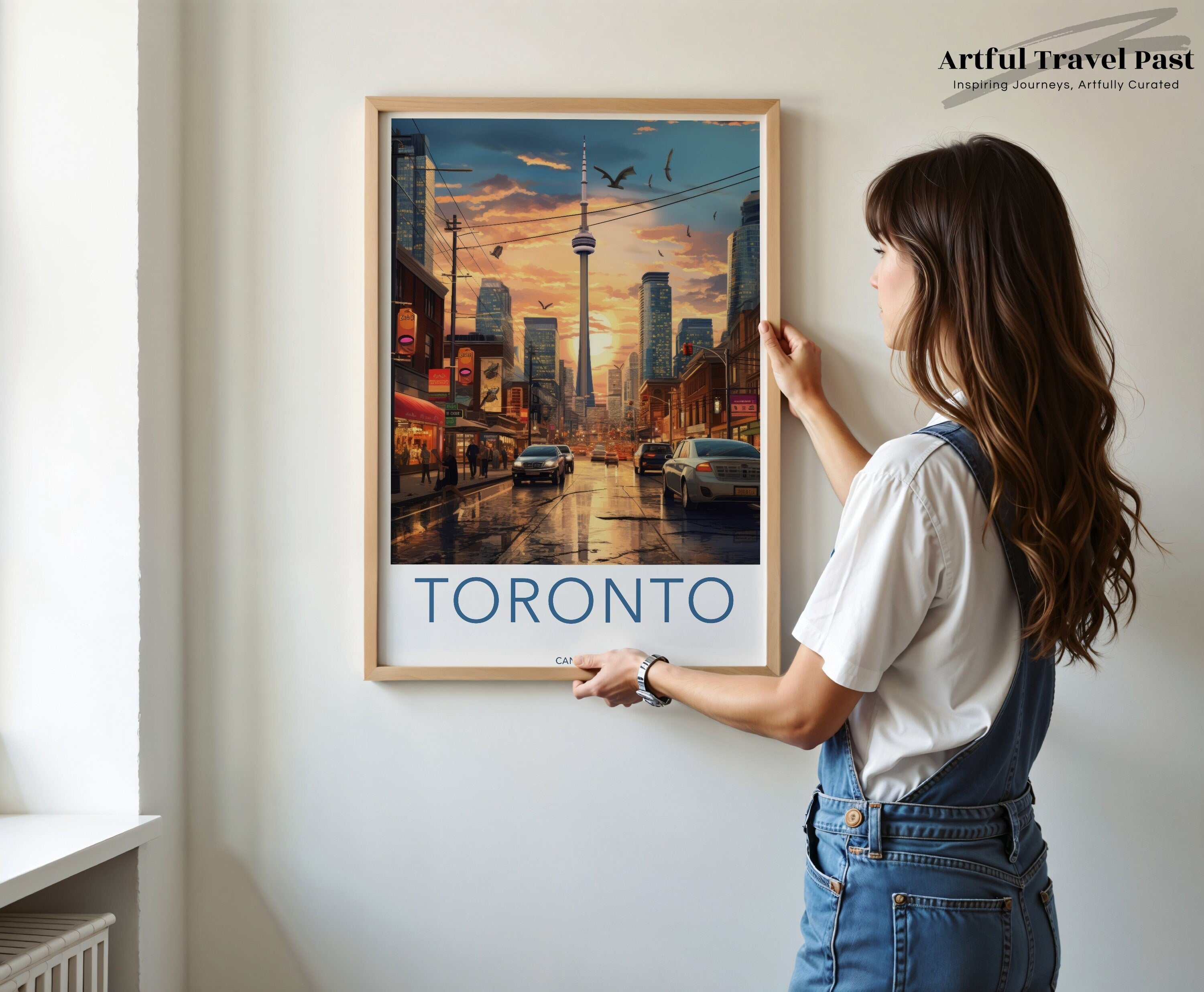 Toronto Skyline Wall Art, CN Tower Sunset Print, Cityscape Poster, Modern Urban Artwork, Downtown Toronto Decor, Canada Travel Gift