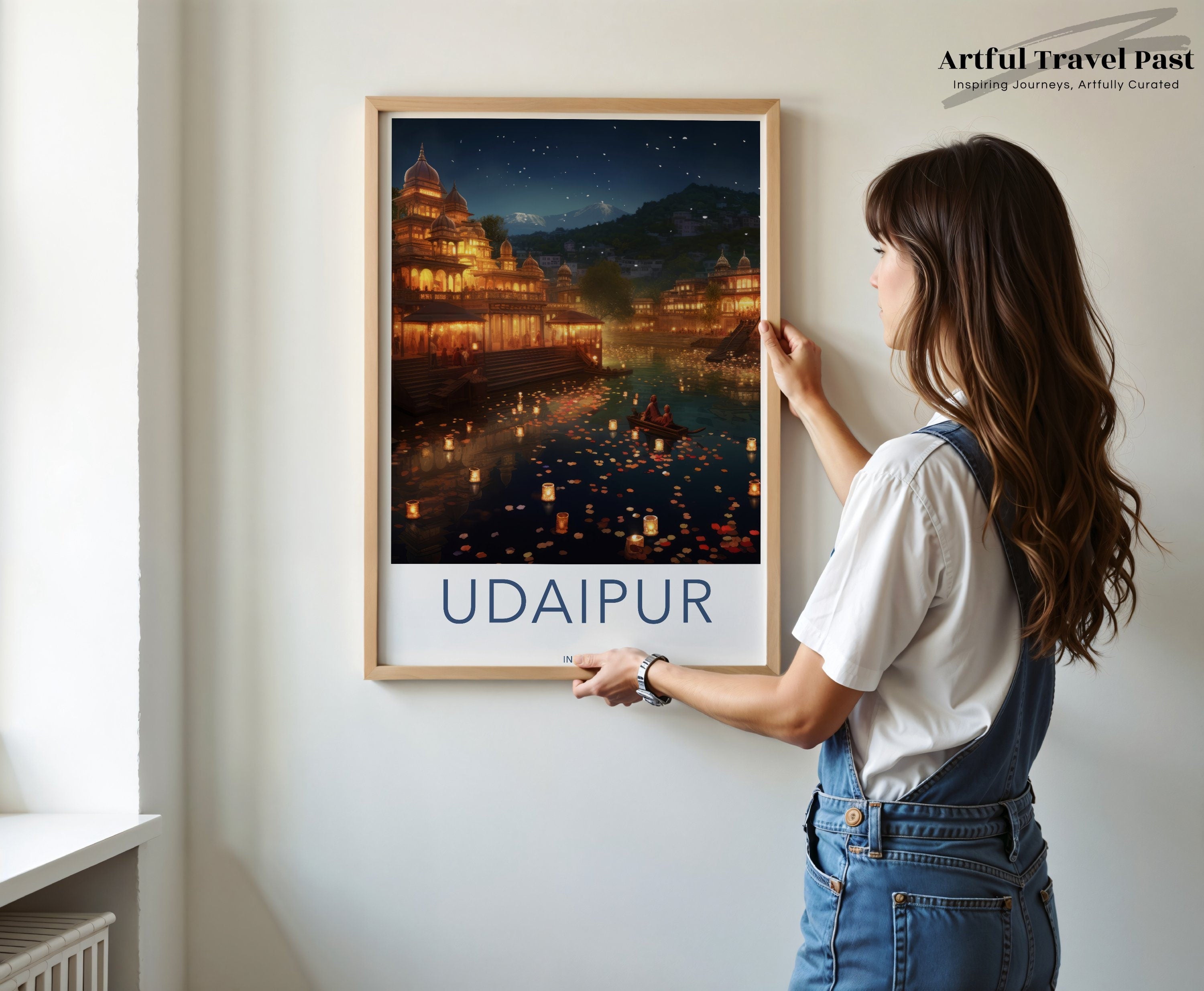 Udaipur City Nightscape, Cityscape Wall Art, India Wall Decor, Historic City Print, Scenic Urban Art, Architectural Wonders, Wall Poster