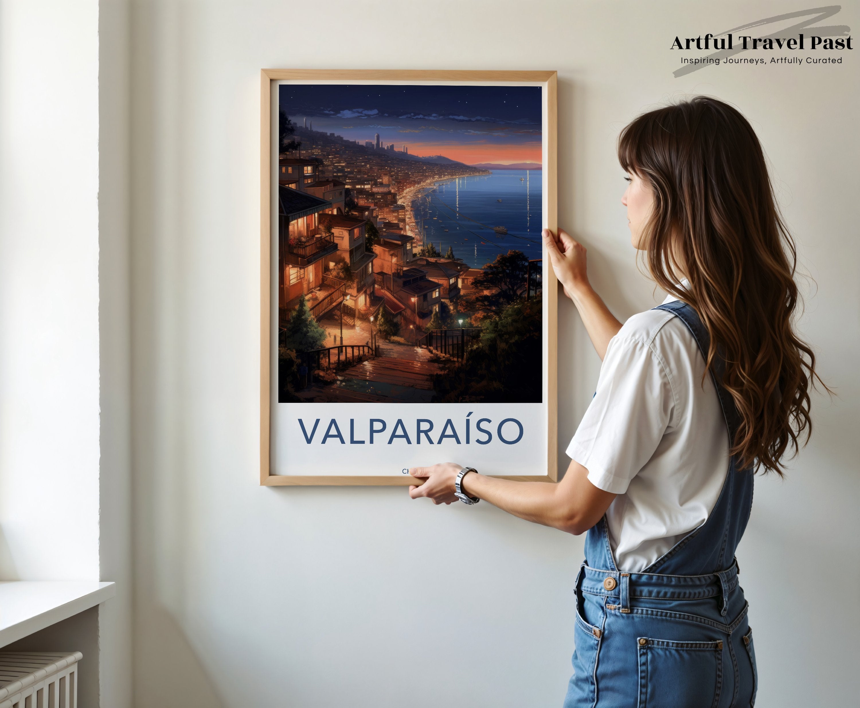 Valparaiso Wall Art, Chilean Coastal City Print, Scenic Night View Decor, Vibrant City Lights, Coastal Landscape Artwork