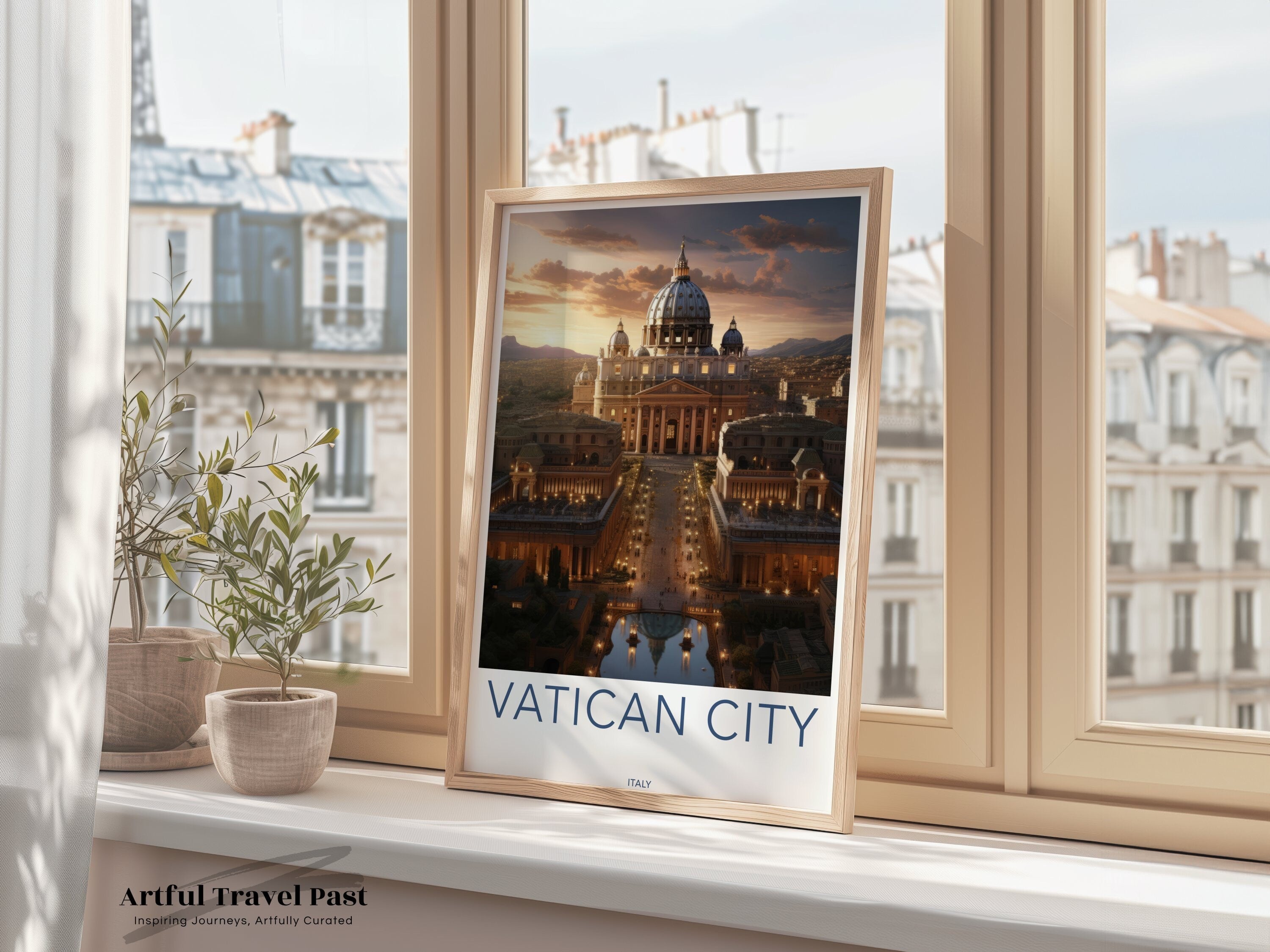 Vatican City Wall Art, Italy Landmark Wall Decor, St Peter's Basilica Print, European Architecture Poster, Historic Cityscape Art