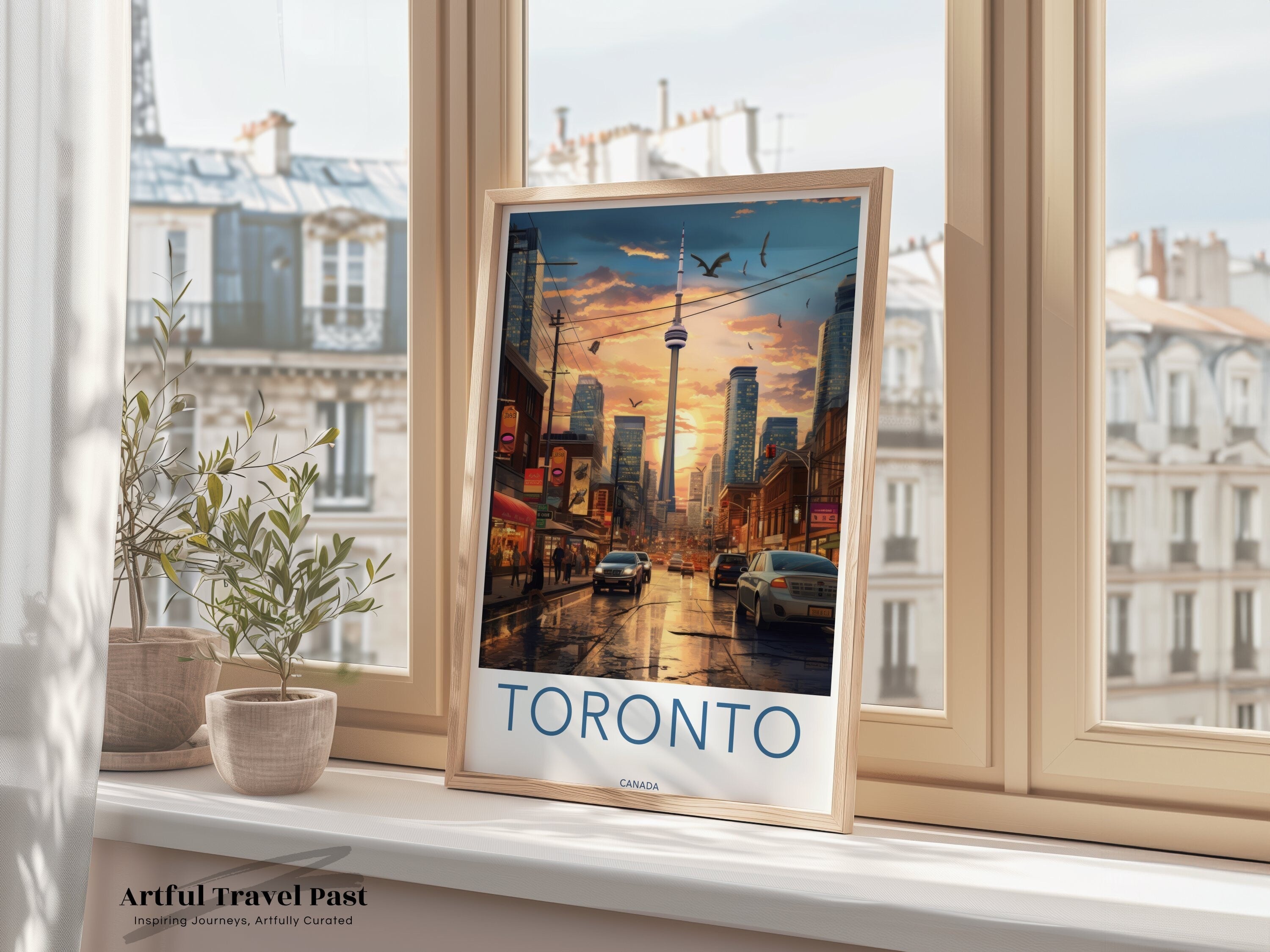 Toronto Skyline Wall Art, CN Tower Sunset Print, Cityscape Poster, Modern Urban Artwork, Downtown Toronto Decor, Canada Travel Gift