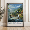 Wuling-Shan Wall Art, Scenic Chinese Mountain Landscape, Asian Inspired Home Decor, Nature Print, Waterfall Painting, Serene Wall Decor