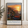 Valparaiso Chile Wall Art Sunset Coastal Cityscape Print, Scenic View Home Decor, Vibrant City Wall Art, Fine Art Poster