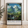 Wuling-Shan Wall Art, China Scenic Print, Mountain Waterfall Landscape, Nature Artwork, Asian Inspired Decoration, Tranquil Scenery Poster