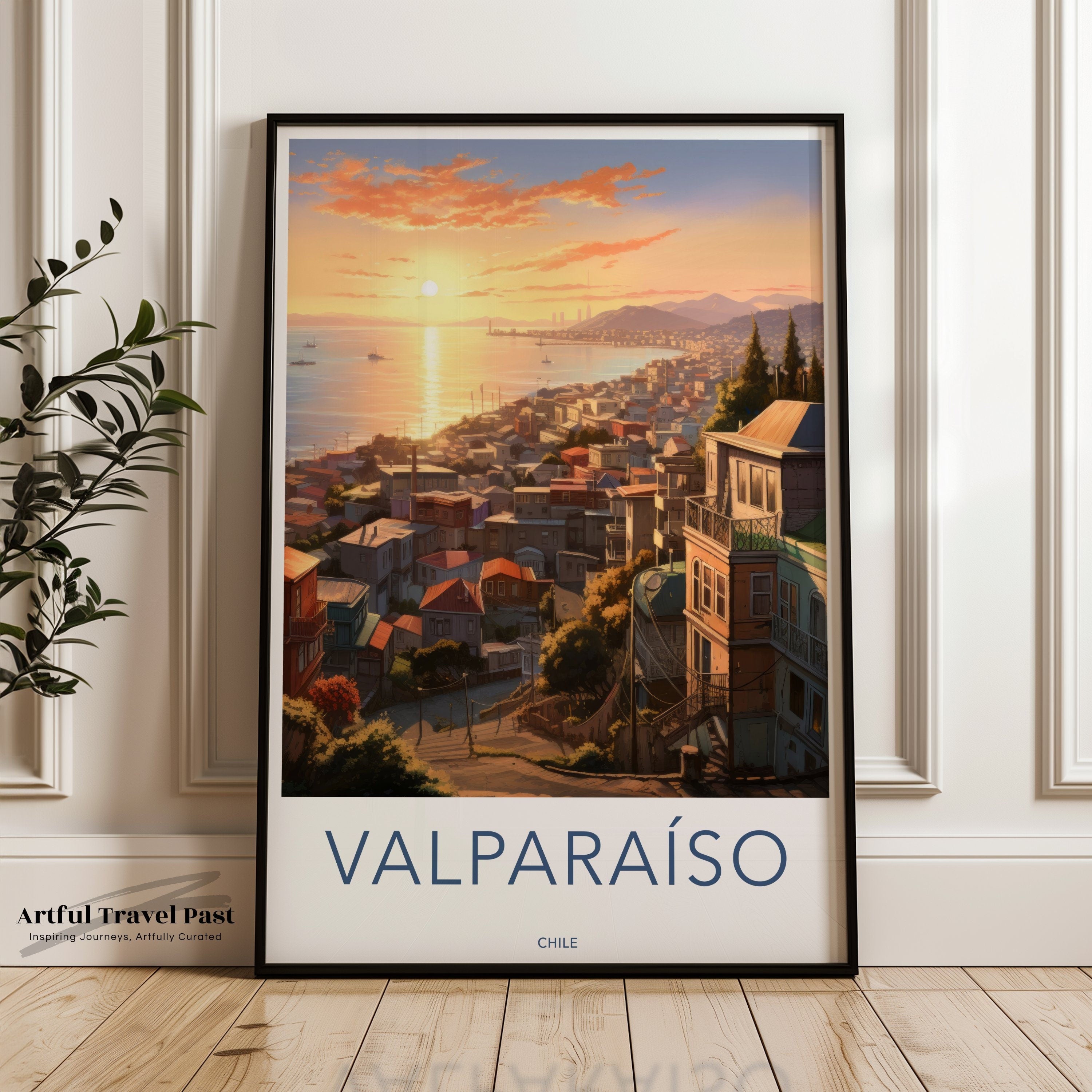 Valparaíso Wall Art Poster, Stunning Sunset Over Valparaíso, Chilean Coastal Cityscape, Beautiful Home Decor, Artistic City Print, Vibrant