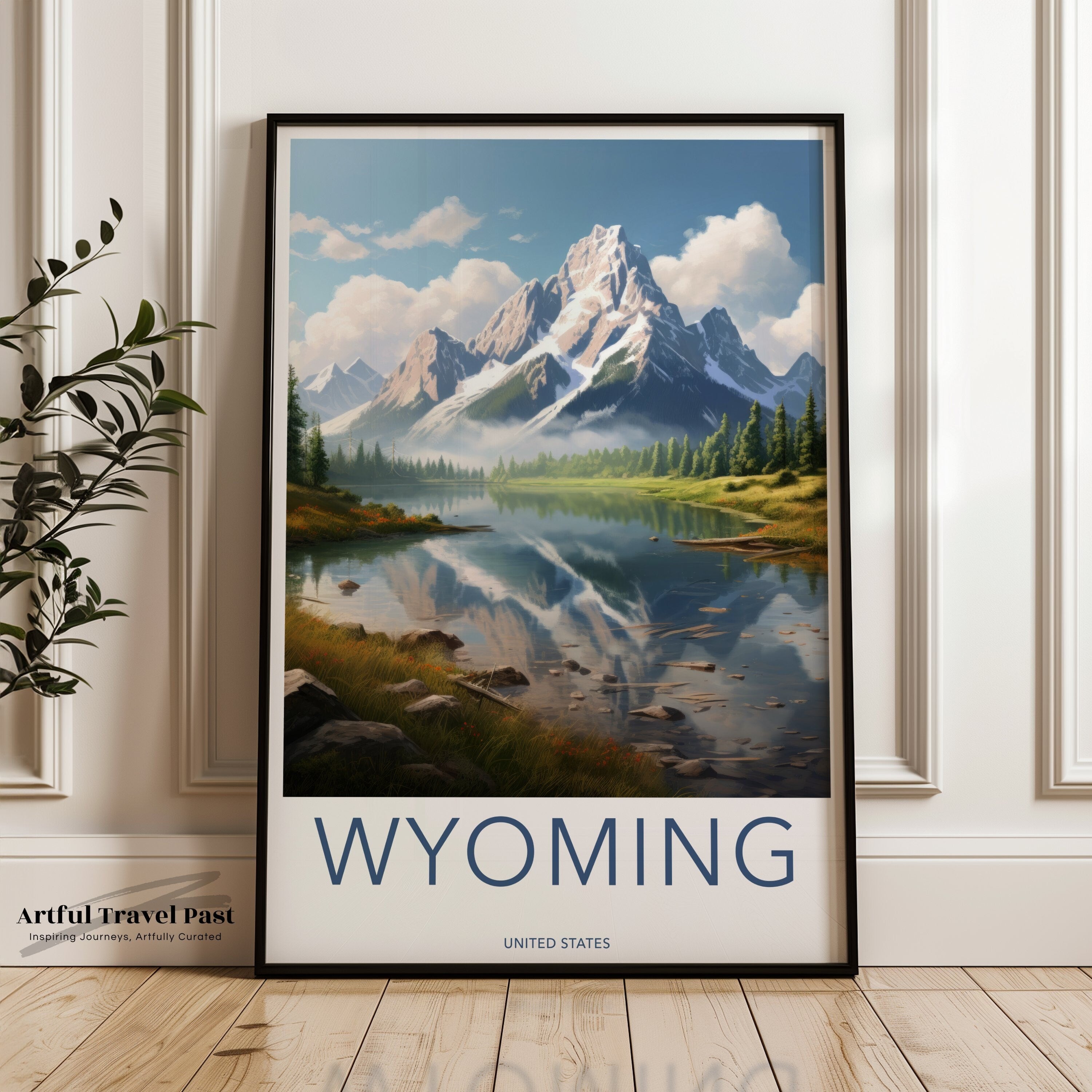 Wyoming Wall Art, Scenic Landscape Print, Mountain Wilderness, Rustic Home Decor, Nature Photography, Lake Reflection Poster, USA